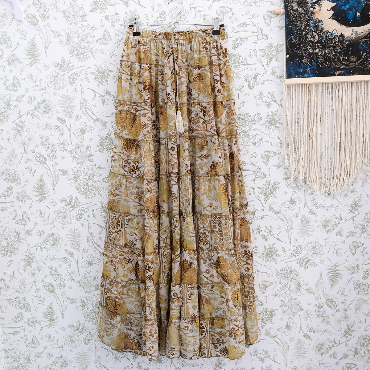 Bohemian Vintage Style Long Ruffle Skirt
