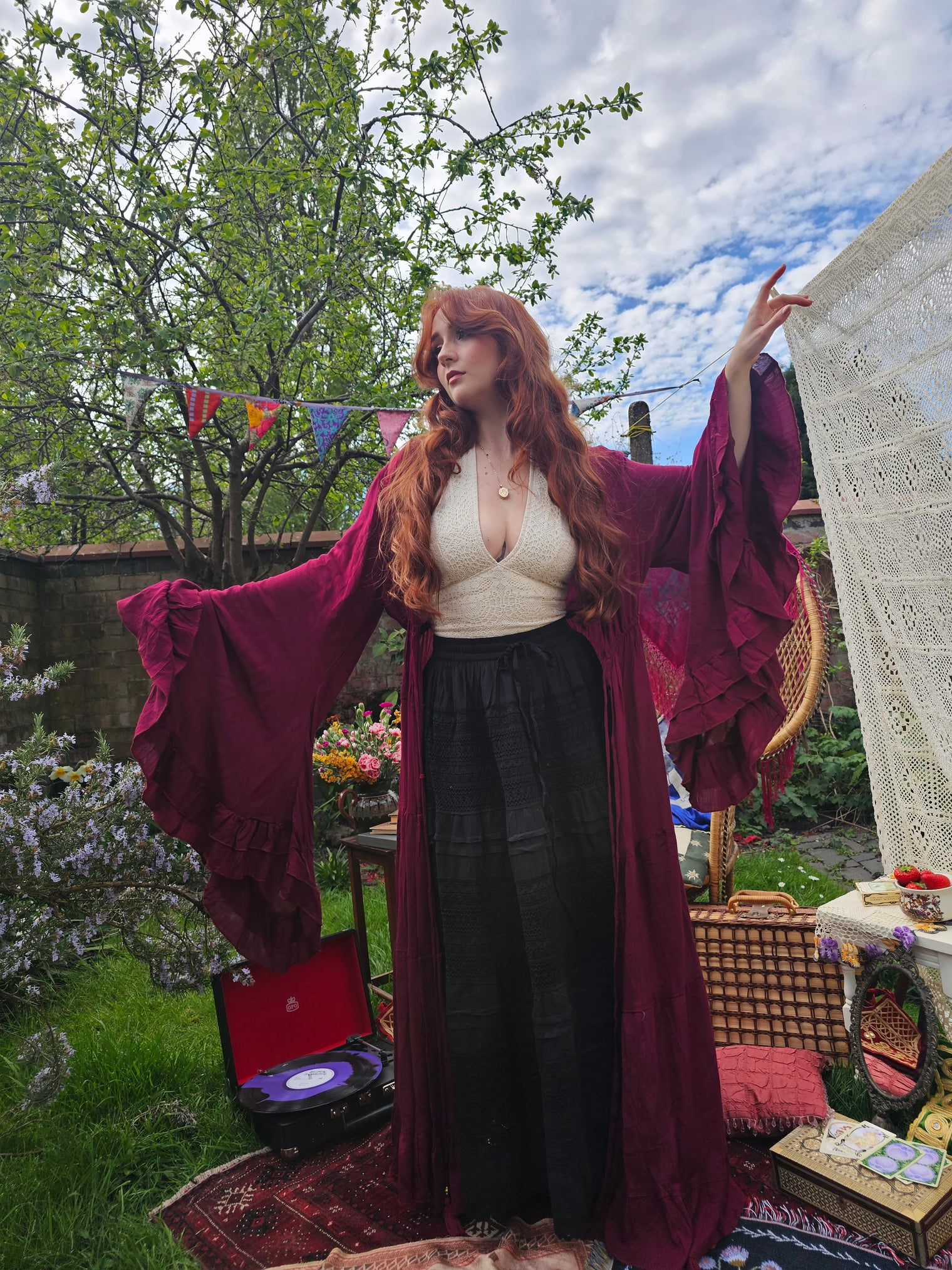 Moonlit Boho Duster with Ruffle Sleeve