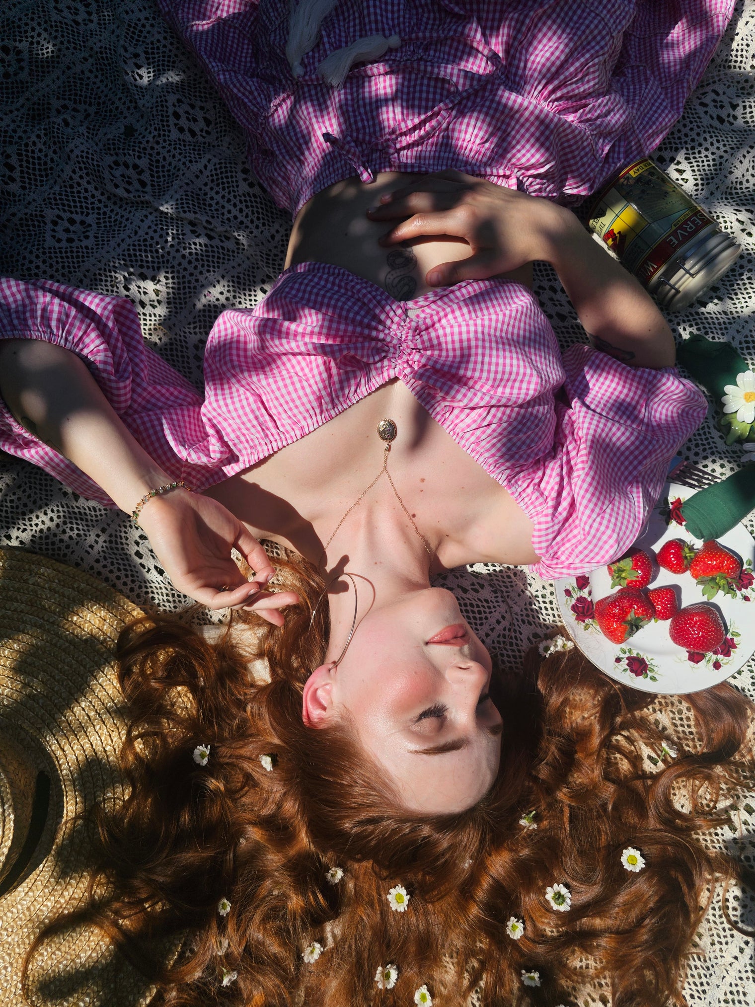 Gingham Flowy Skirt with Puff Sleeve Top