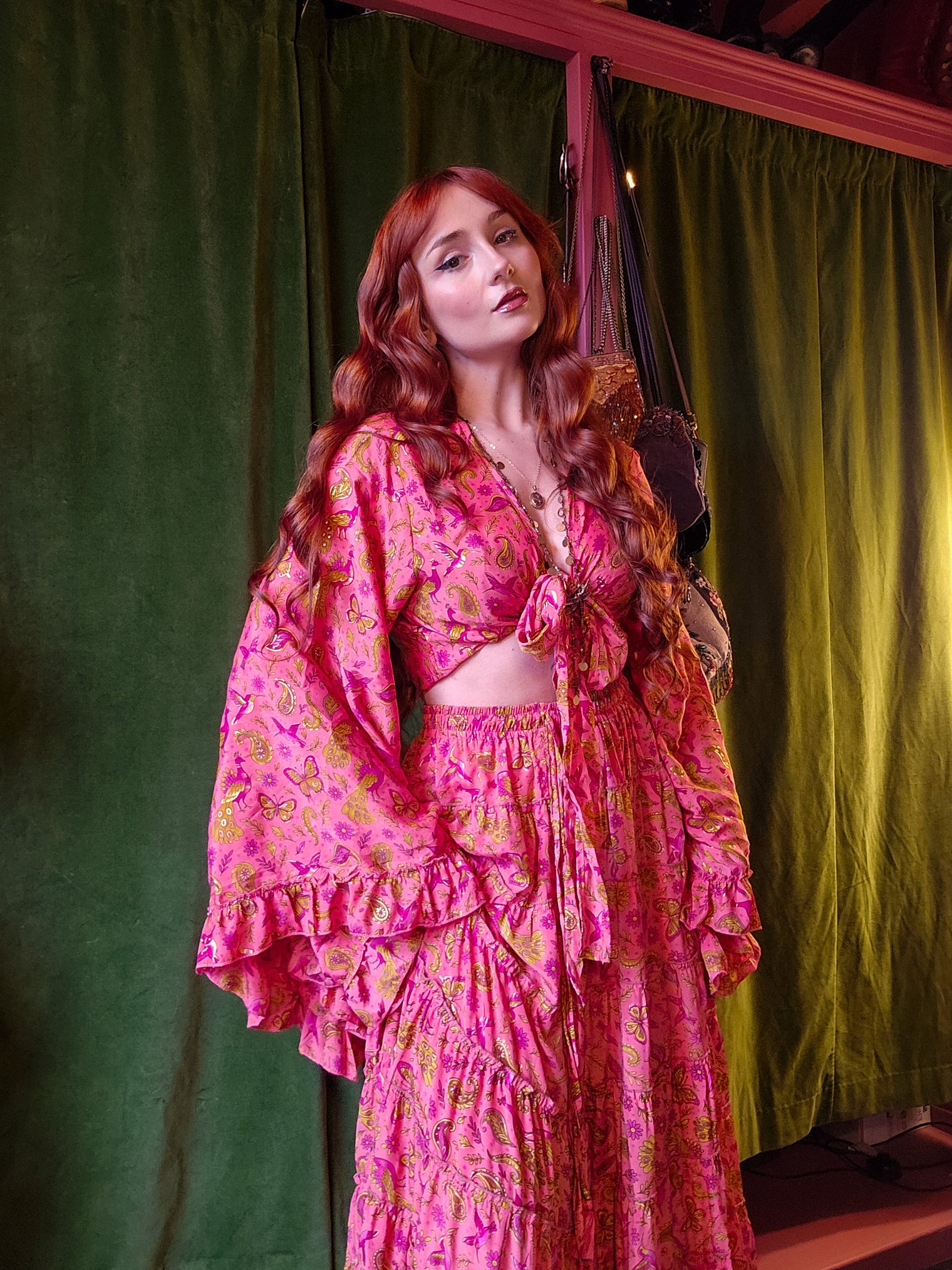 Wanderer Aviary Flowy Skirt and Ruffle Sleeve Top