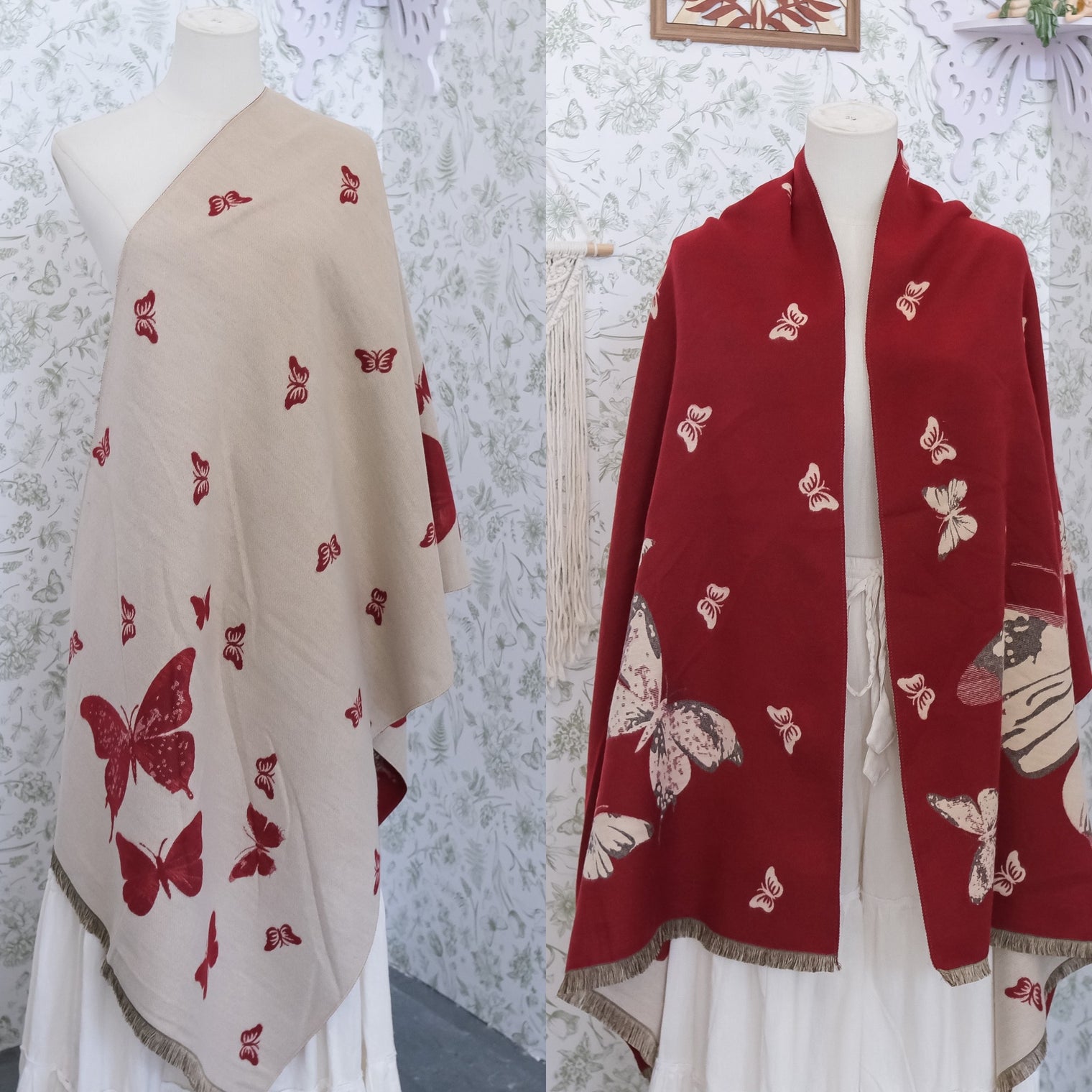 Reversible Butterfly Boho Long Oversized Shawls