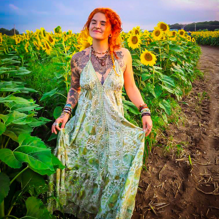 Silk Long Bohemian Tiered Maxi Backless Dress