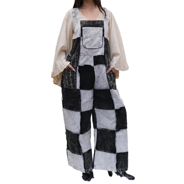Patchwork Corduroy Wide Leg Jumpsuit