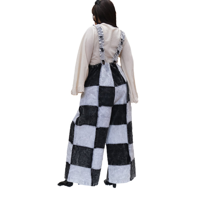 Patchwork Corduroy Wide Leg Jumpsuit
