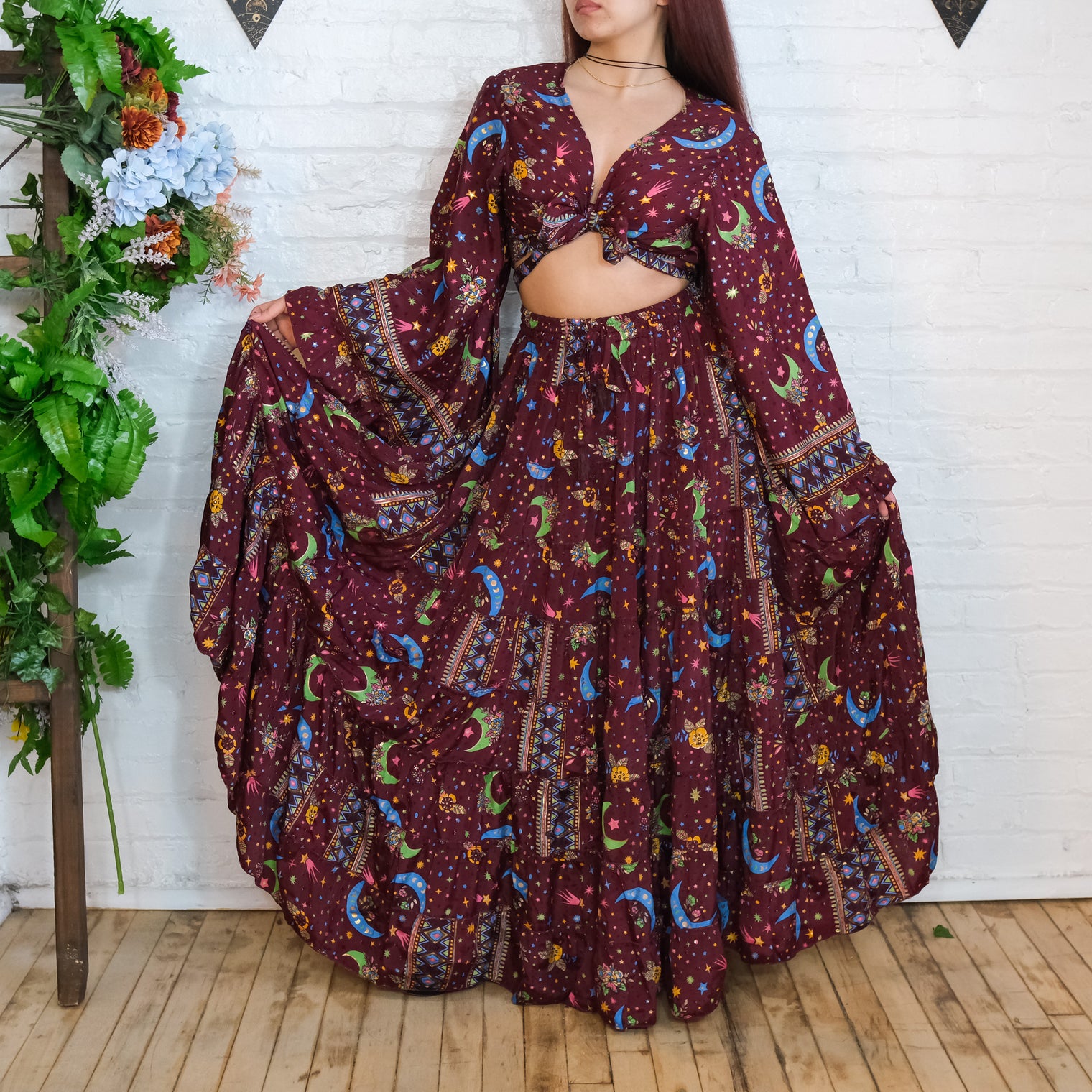 Stevie Inspired Flowy Tiered Skirt With Ruffle Top