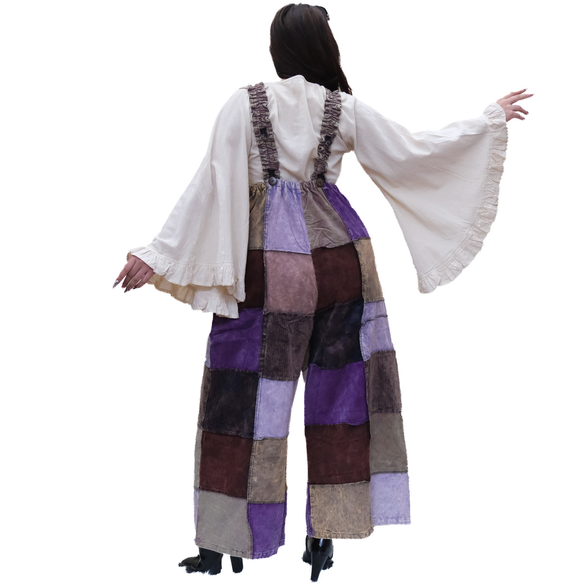Patchwork Corduroy Wide Leg Jumpsuit