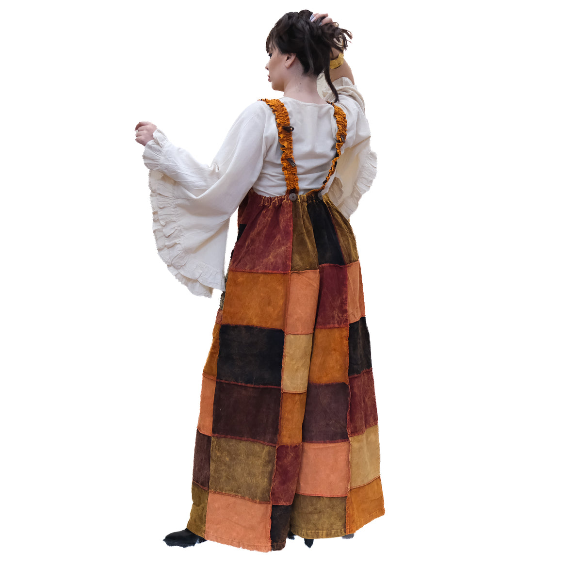 Patchwork Corduroy Wide Leg Jumpsuit