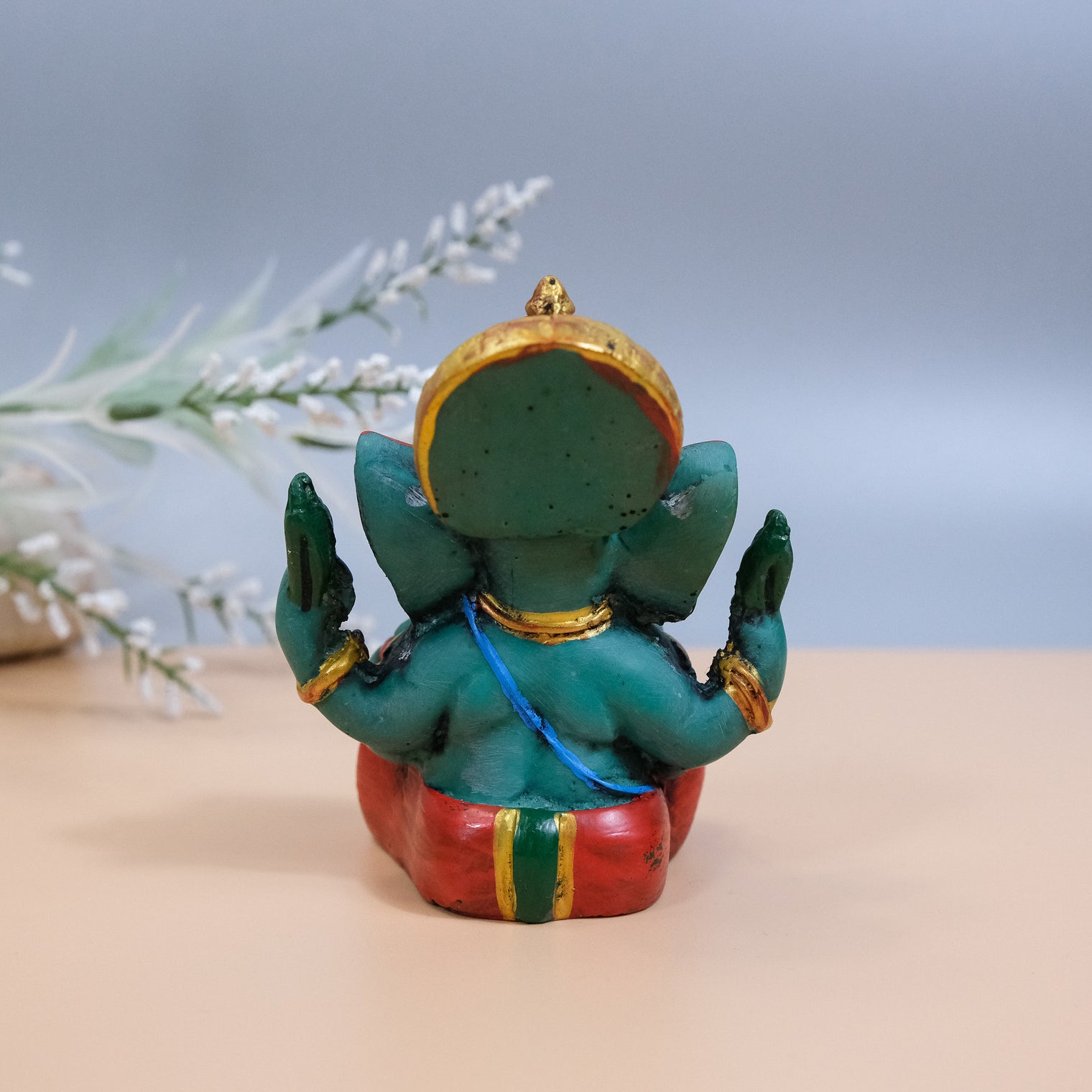 5 inches Ganesha Resin Statue, Handcarved Vintage Ganesh Stautue, Good Luck, New Beginnings,Elephant God,Brown Lord Ganesha Statue