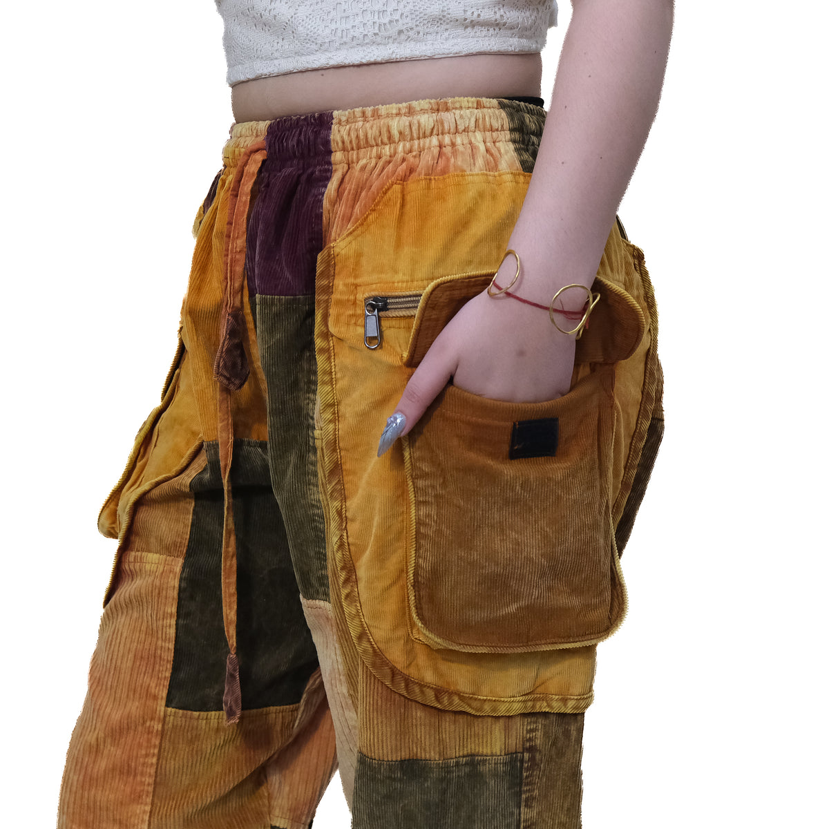 Patch Corduroy Baggy Pants
