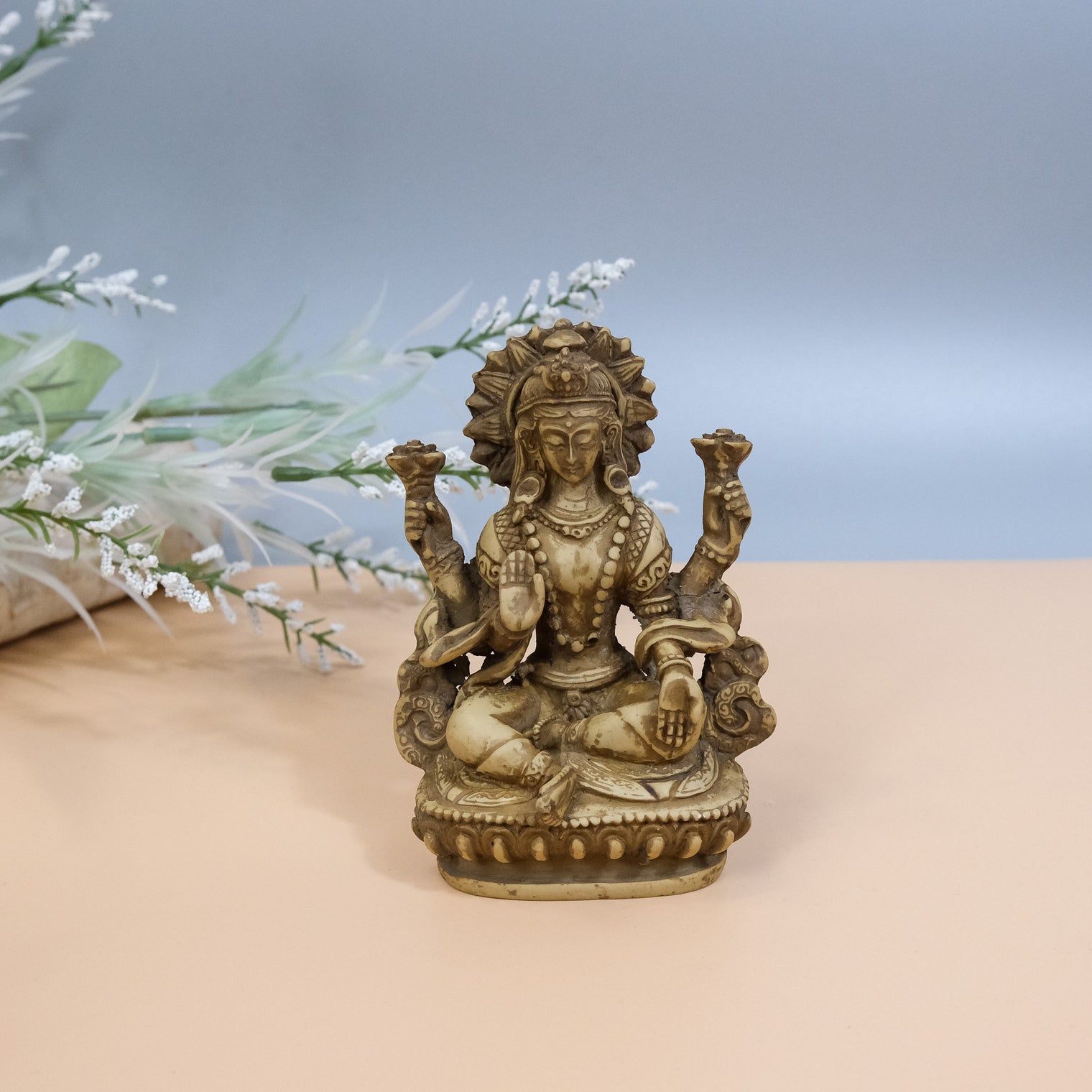 Handmade Lakshmi Statue/Laxmi Statue/Goddess of Wealth/Abundance/Fertility/Prosperity Goddess/4" Lakshmi Statue from Nepal/Sitting Lakshmi