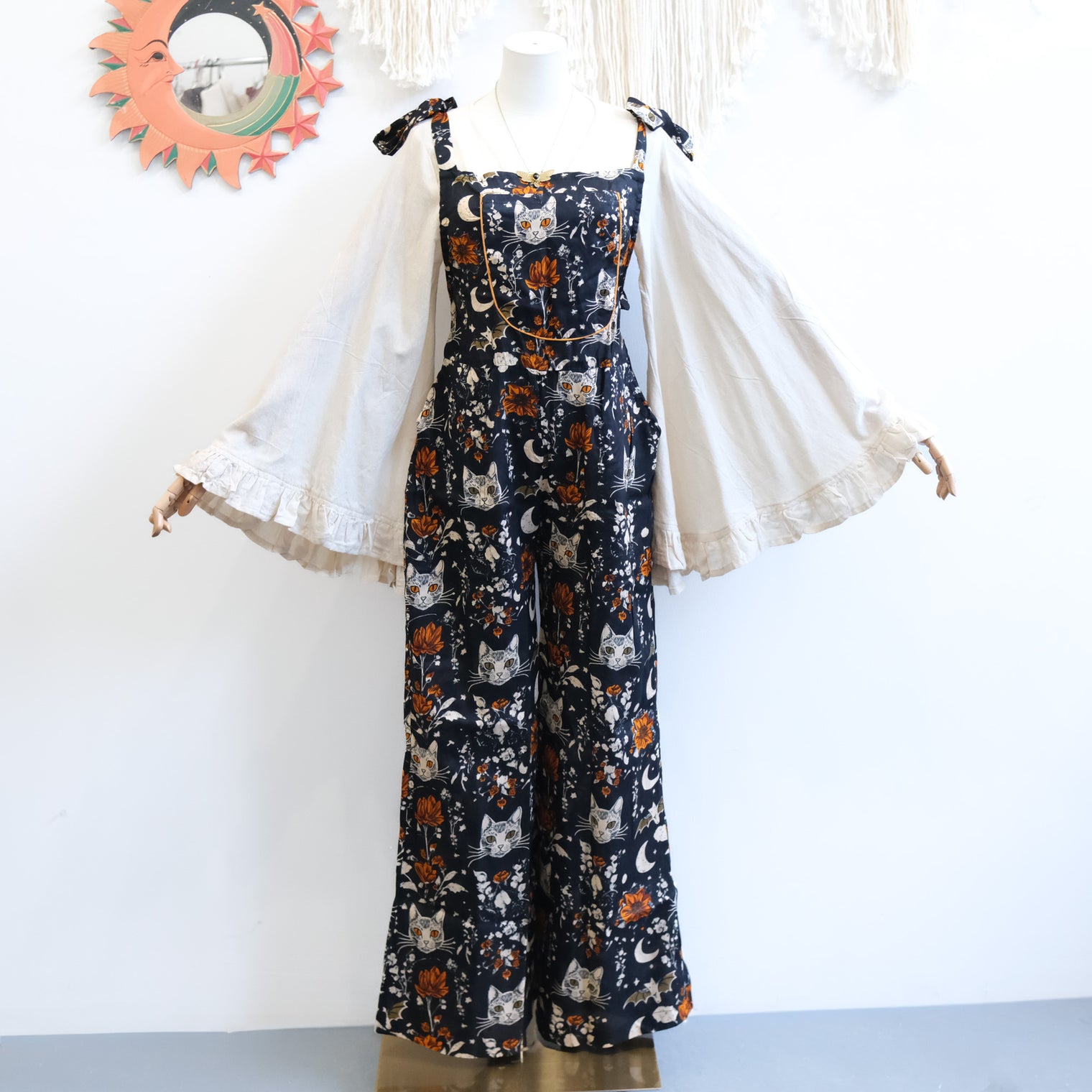 Celestial Cat & Moon Wide Leg Jumpsuit