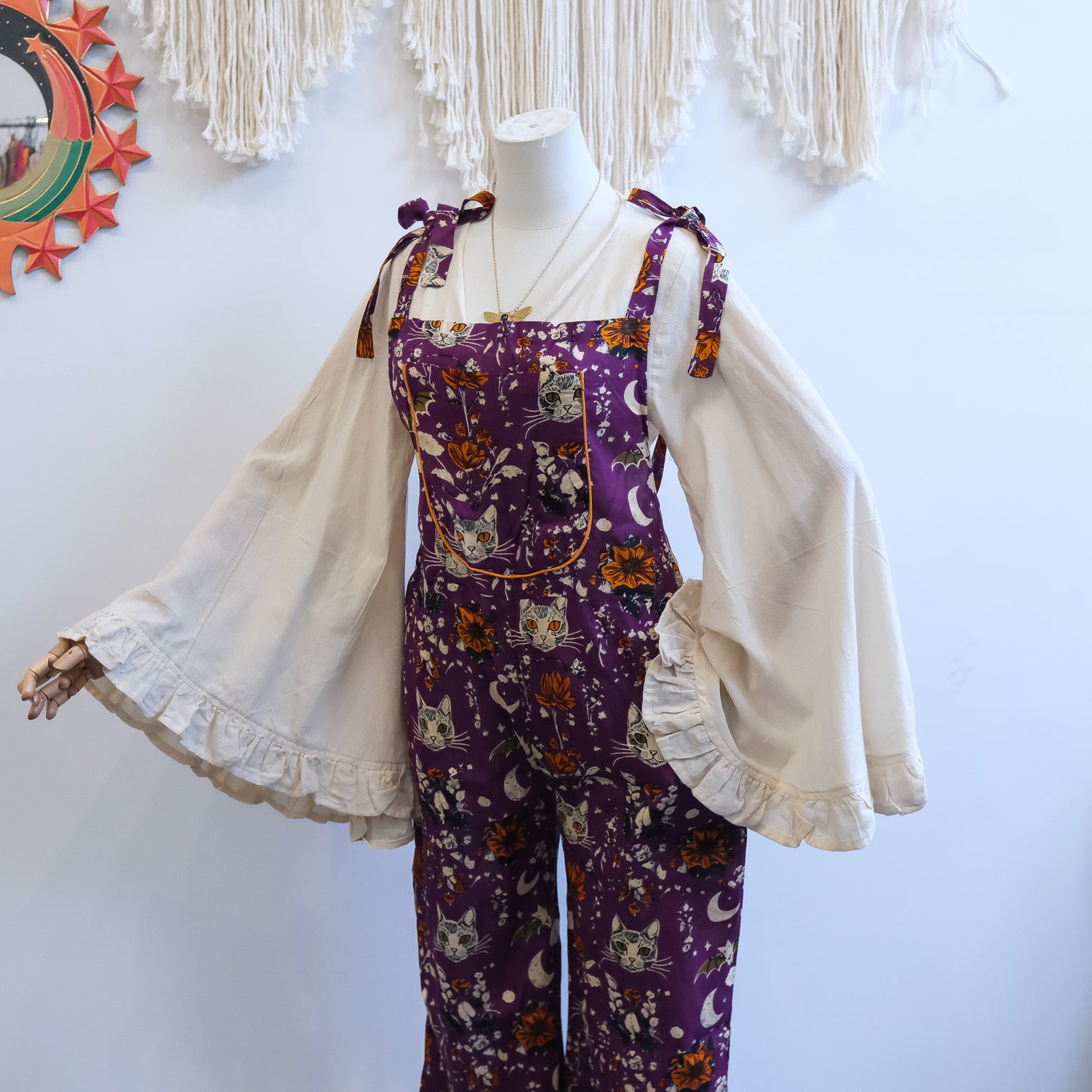 Celestial Cat & Moon Wide Leg Jumpsuit