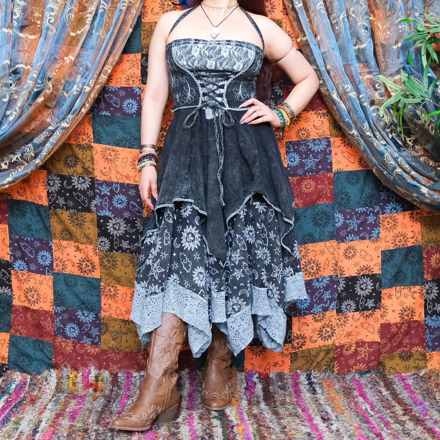 Witchy Celestial Asymmetrical Pixie Dress