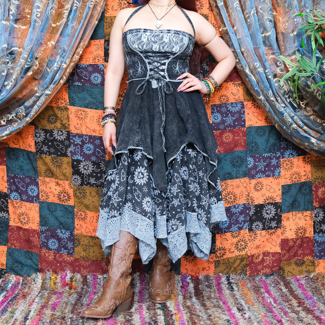 Witchy Celestial Asymmetrical Pixie Dress