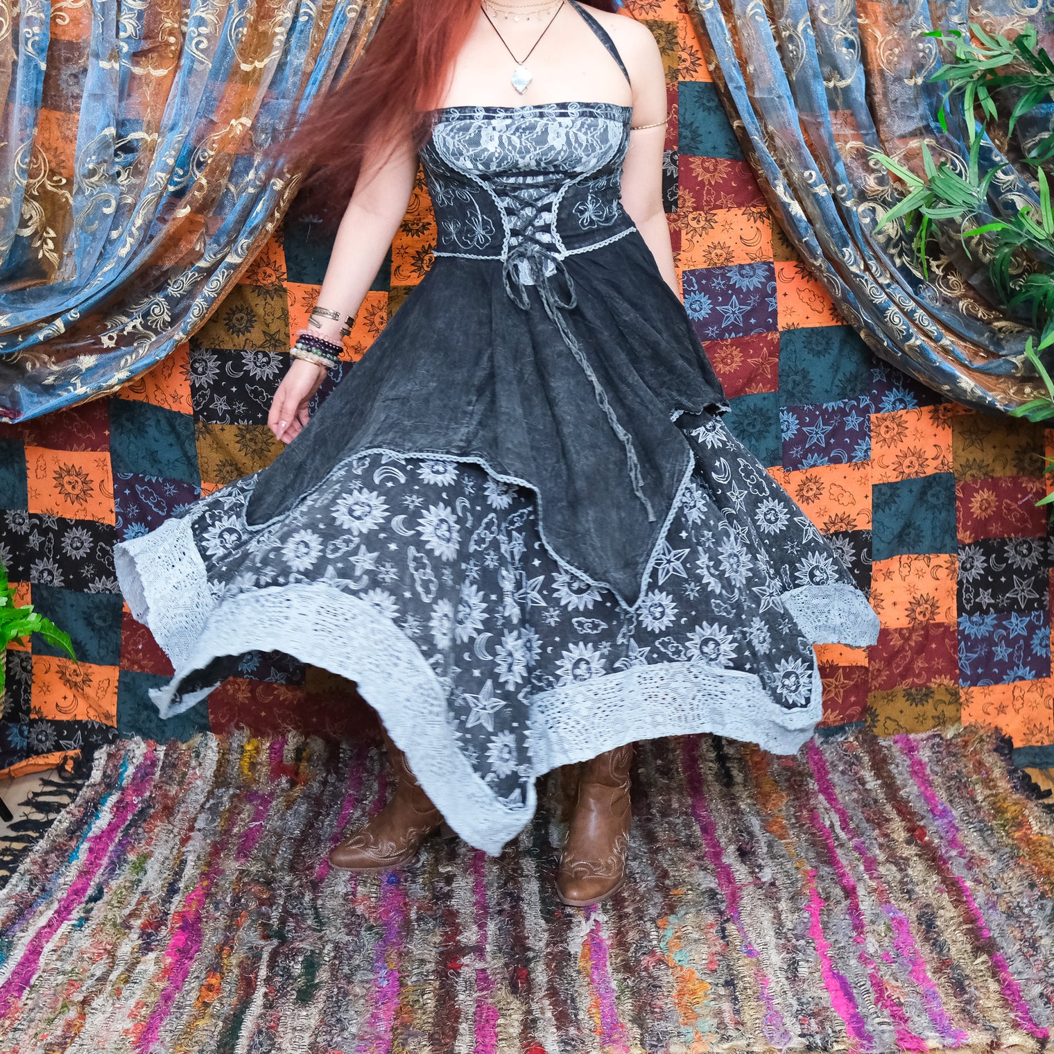 Witchy Celestial Asymmetrical Pixie Dress