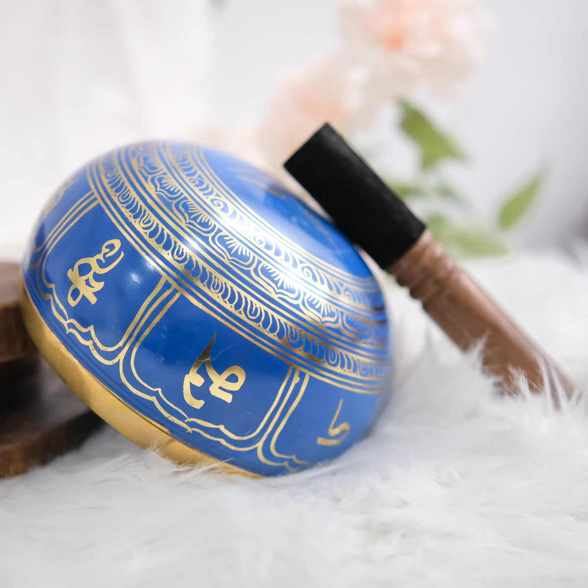 Blue Tibetan Singing Bowl with Om Symbol