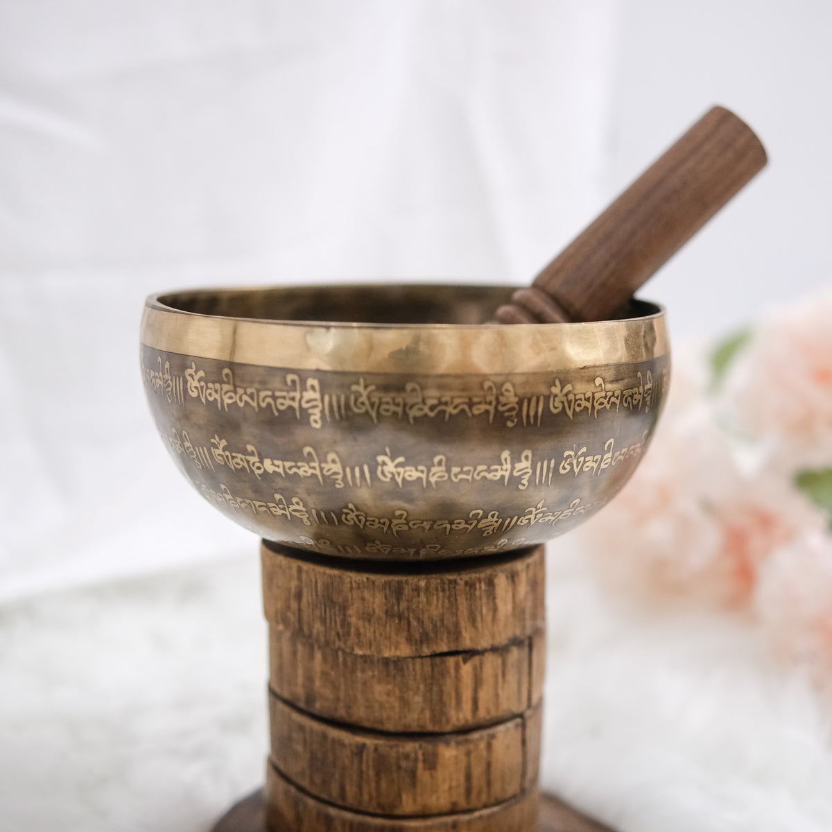 Tibetan Singing Bowl with Om Mani Padme Hum Mantra