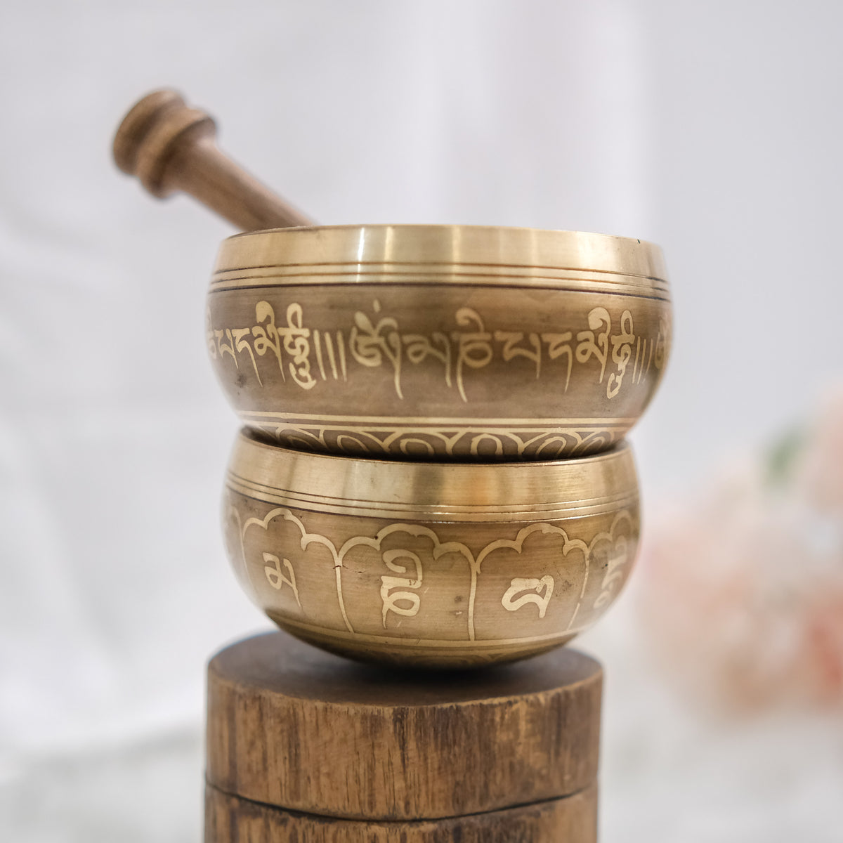 Tibetan Singing Bowl with Mantra Engraving