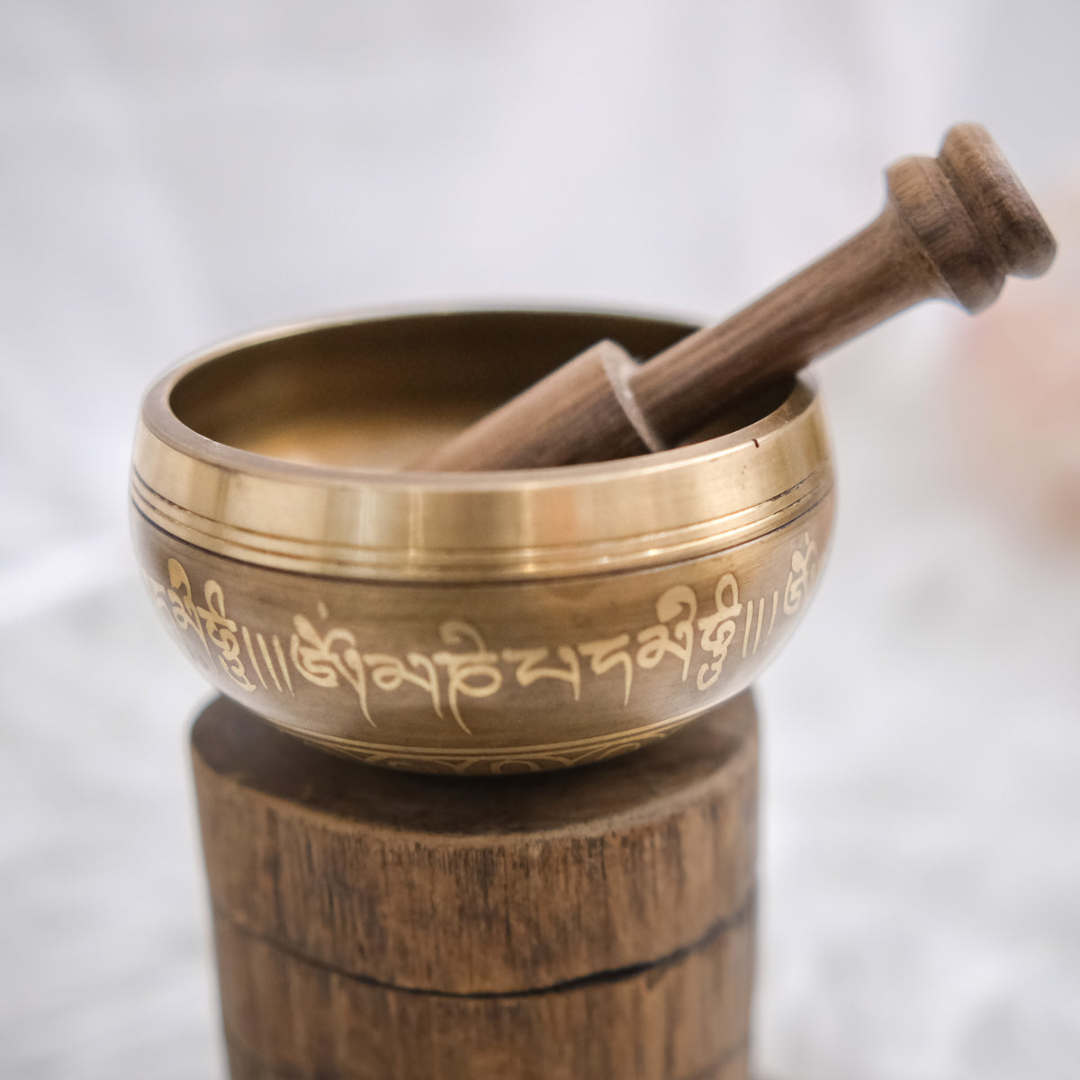 Tibetan Singing Bowl with Mantra Engraving