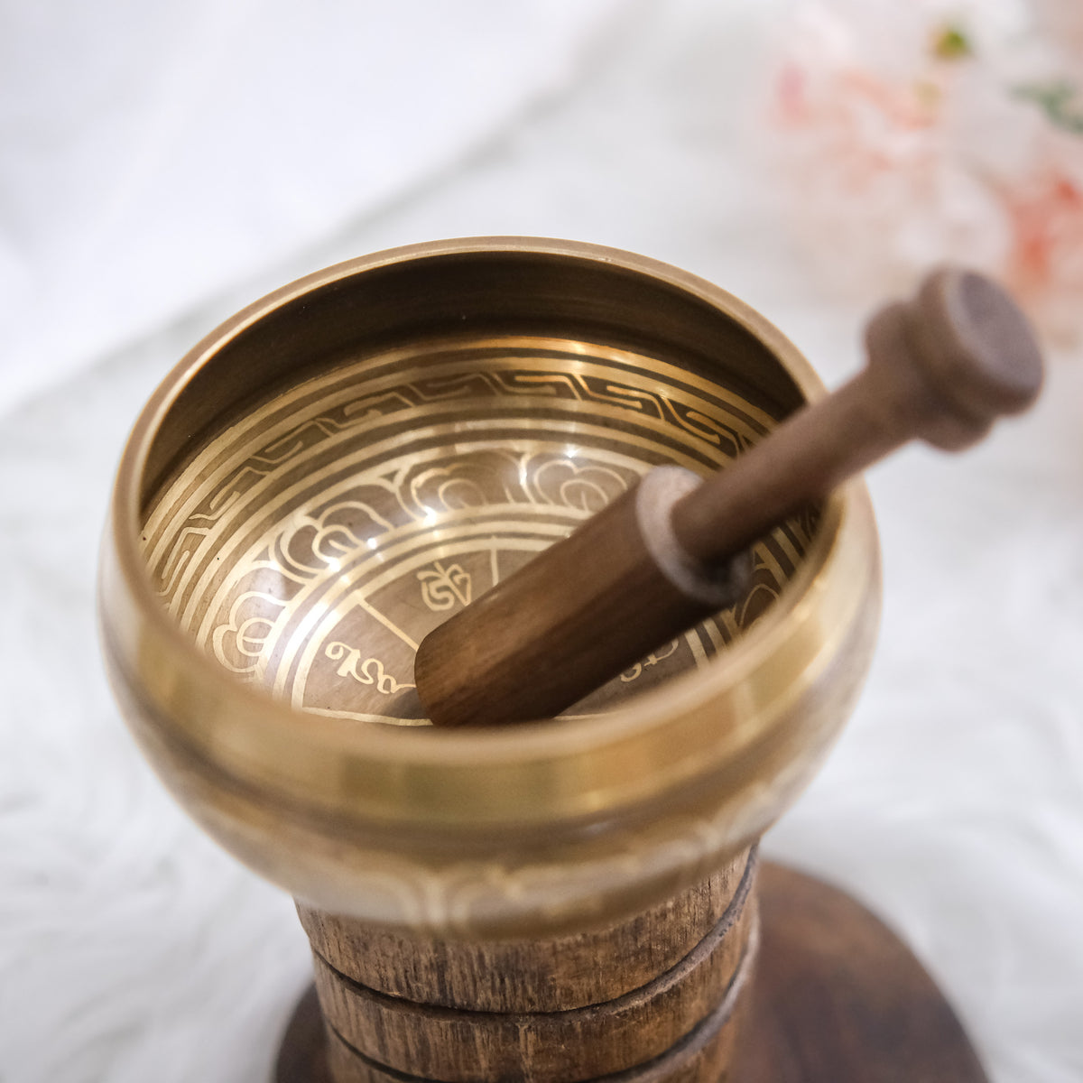 Tibetan Singing Bowl with Mantra Engraving