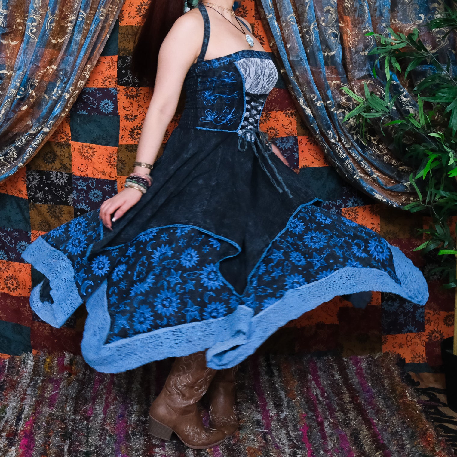 Witchy Celestial Asymmetrical Pixie Dress