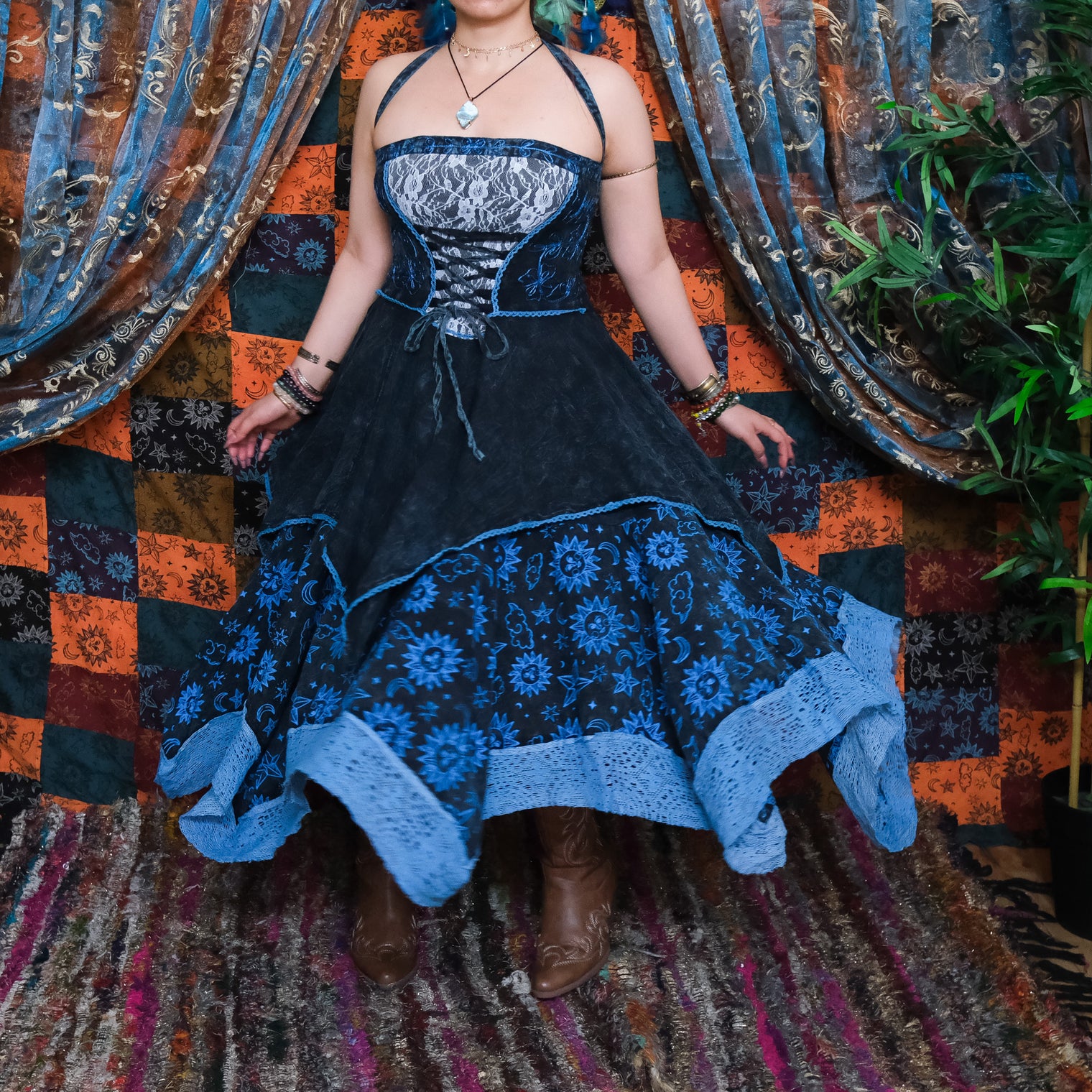 Witchy Celestial Asymmetrical Pixie Dress