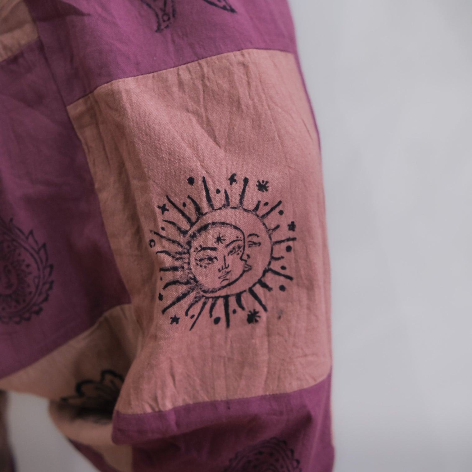 Patchwork Block Print Harem Pants