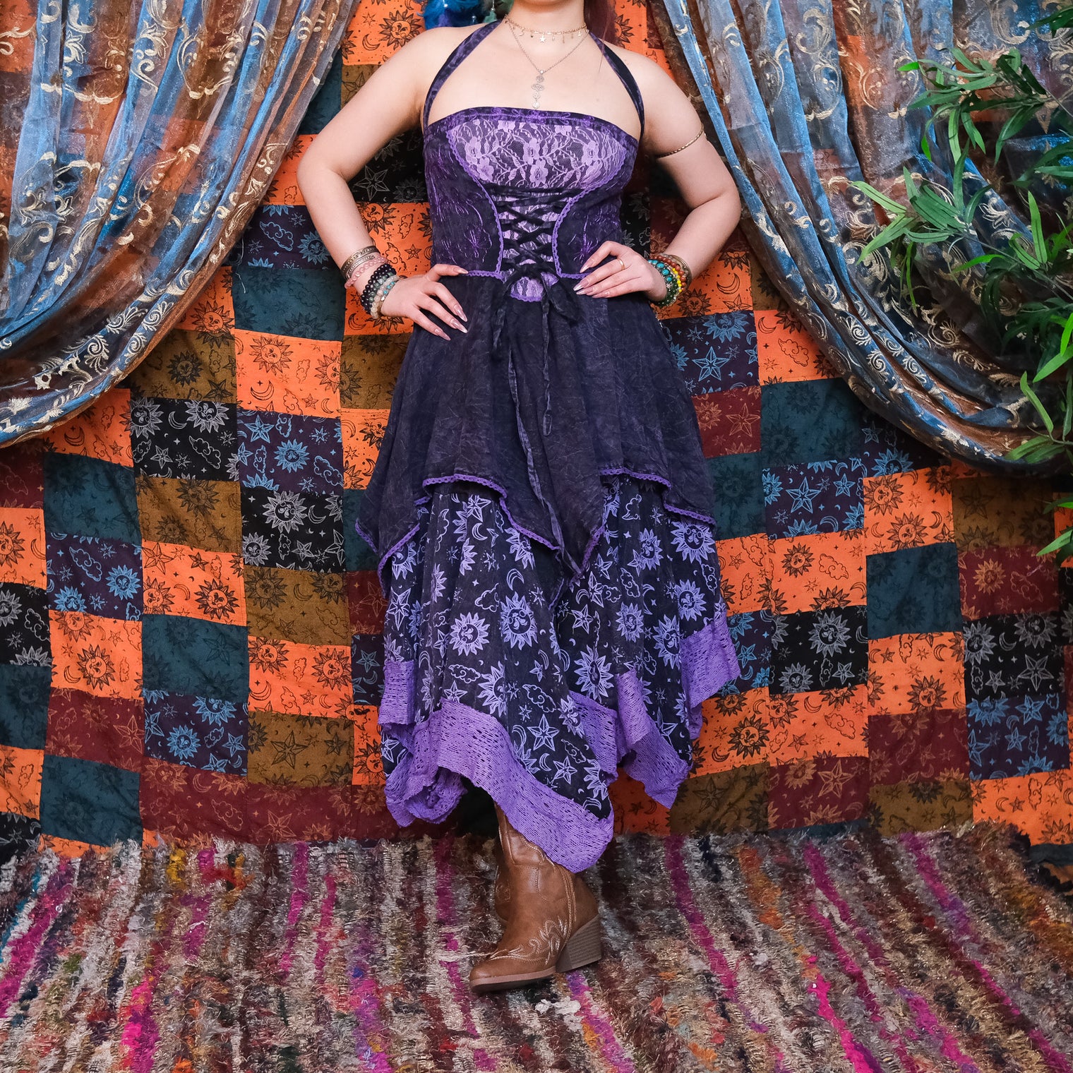 Witchy Celestial Asymmetrical Pixie Dress