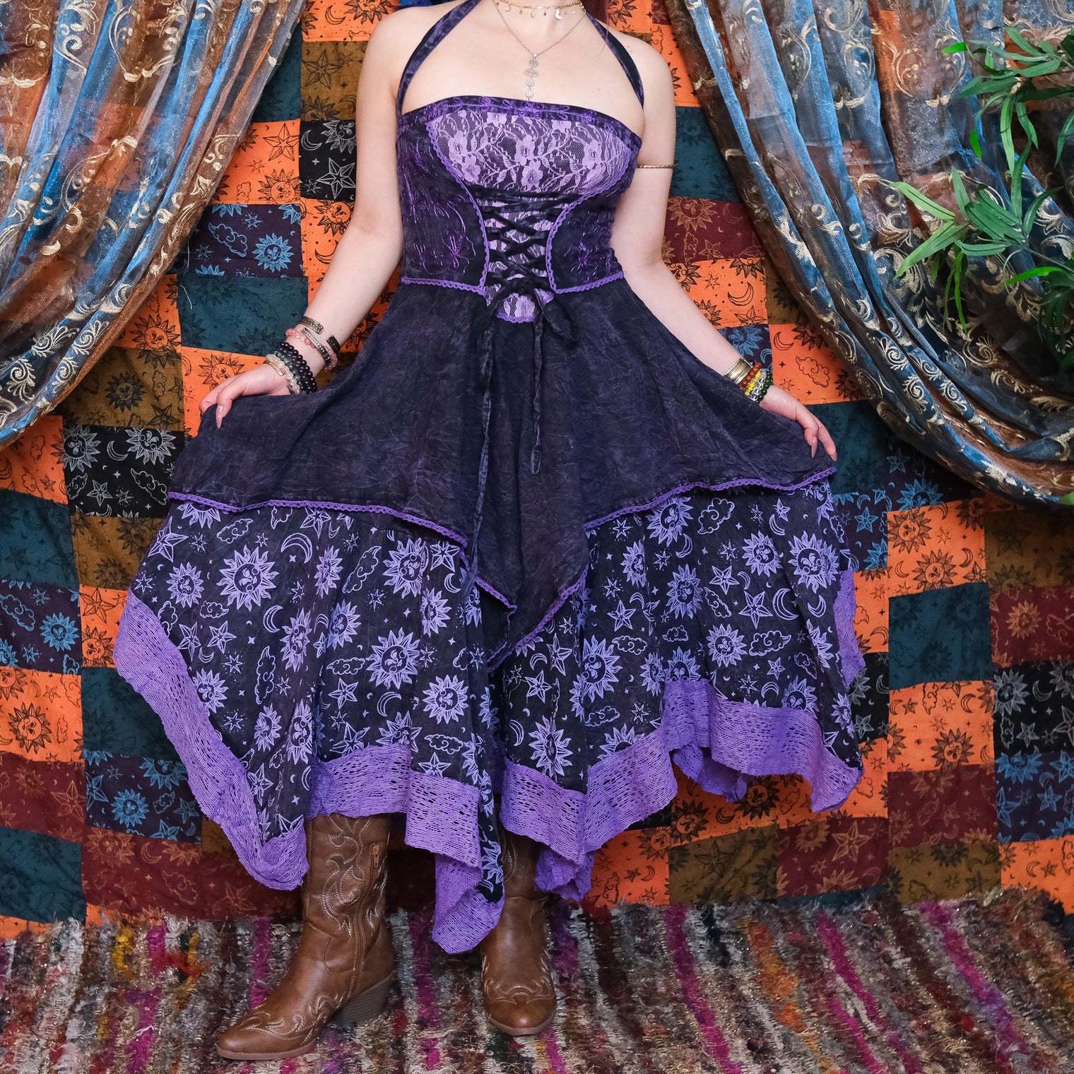 Witchy Celestial Asymmetrical Pixie Dress