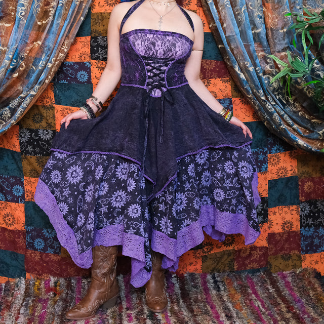 Witchy Celestial Asymmetrical Pixie Dress