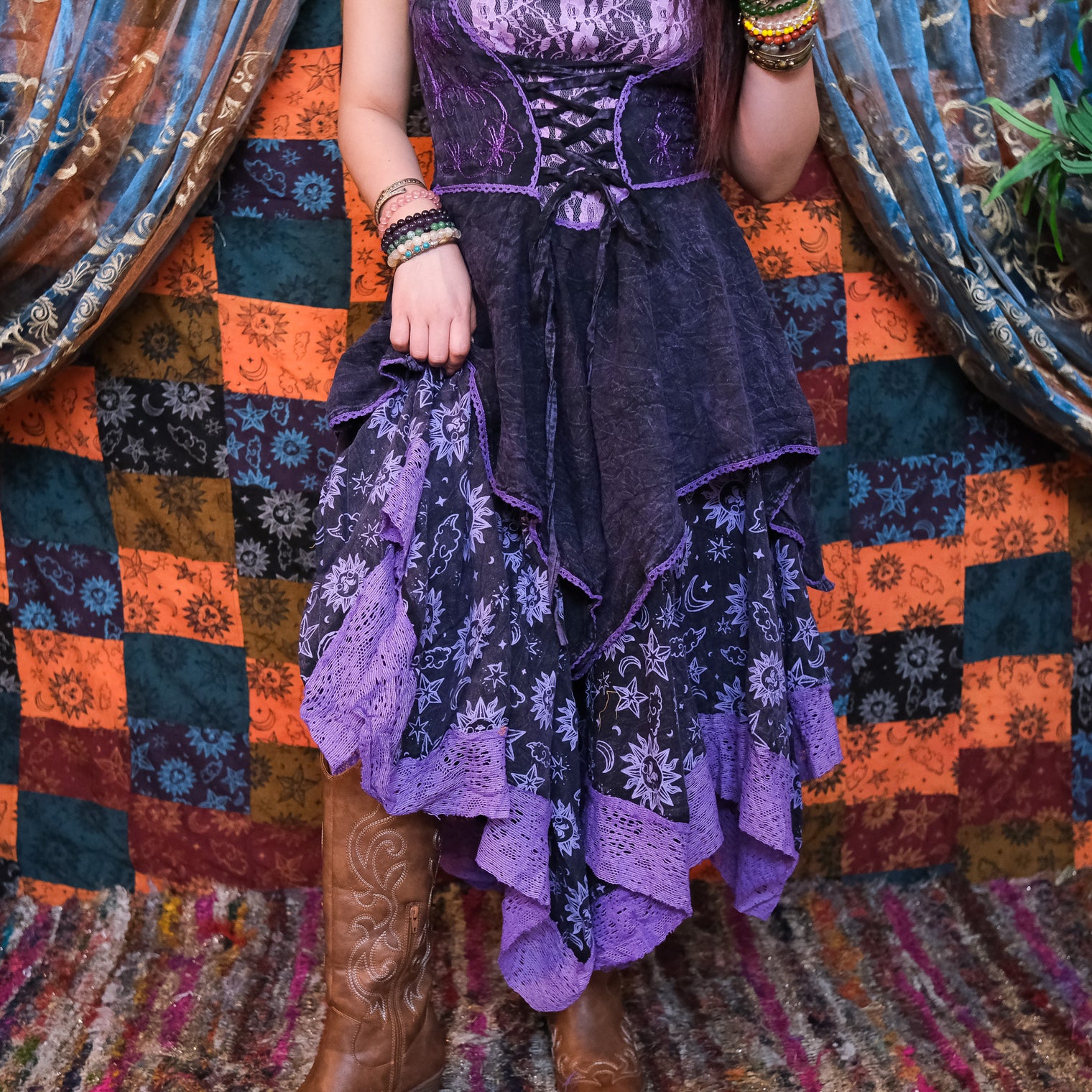 Witchy Celestial Asymmetrical Pixie Dress