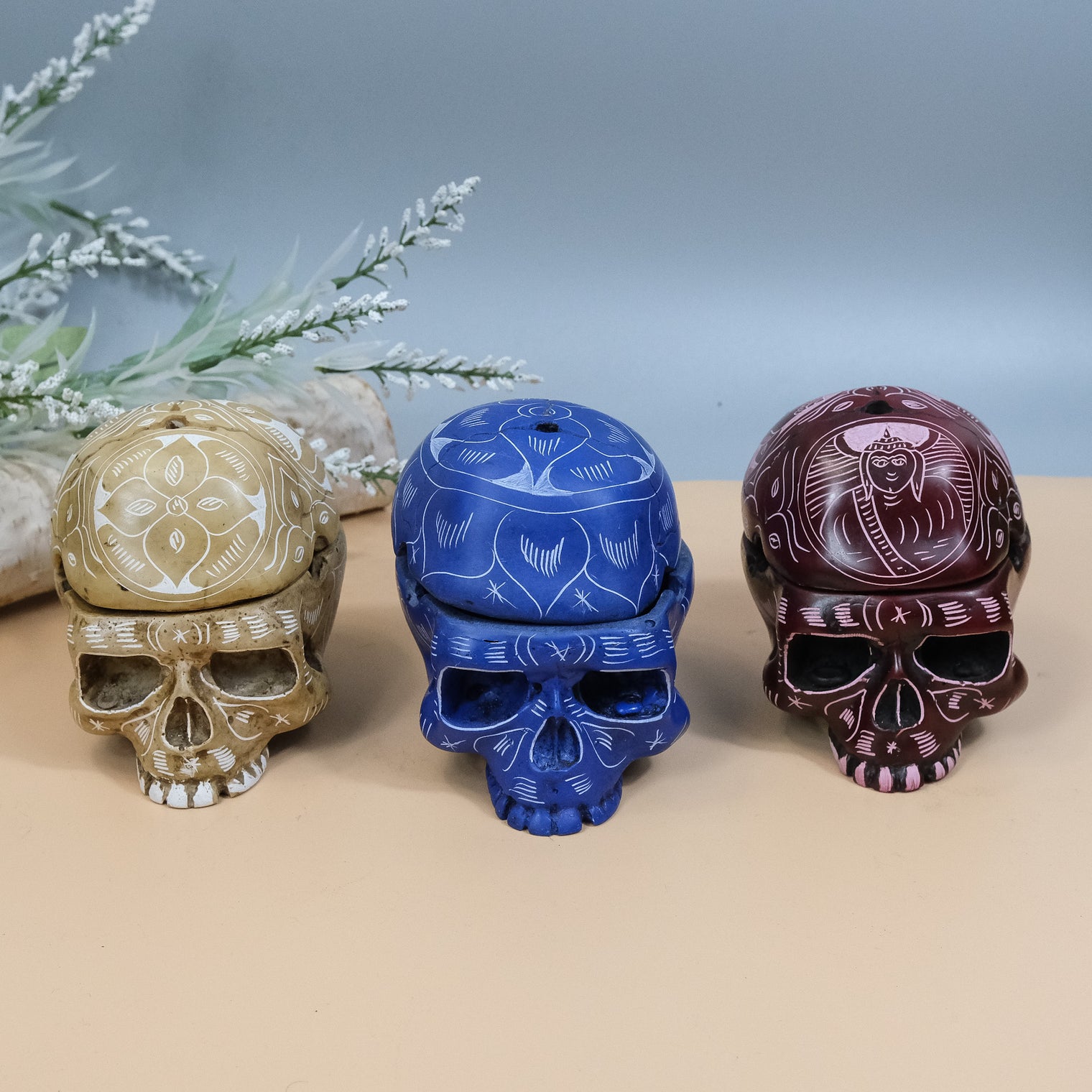 Handmade Resin Skull Storage Box