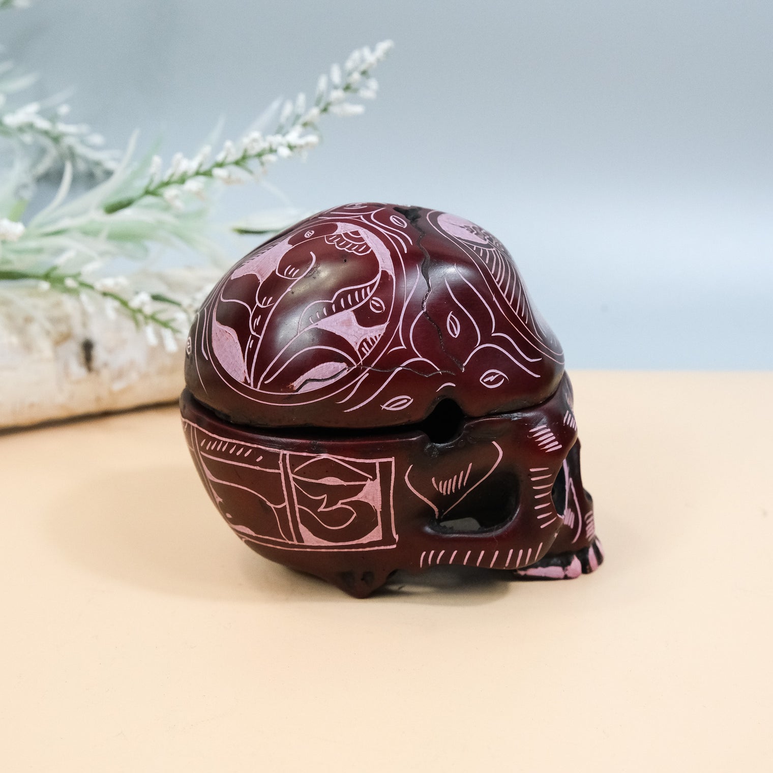 Handmade Resin Skull Storage Box