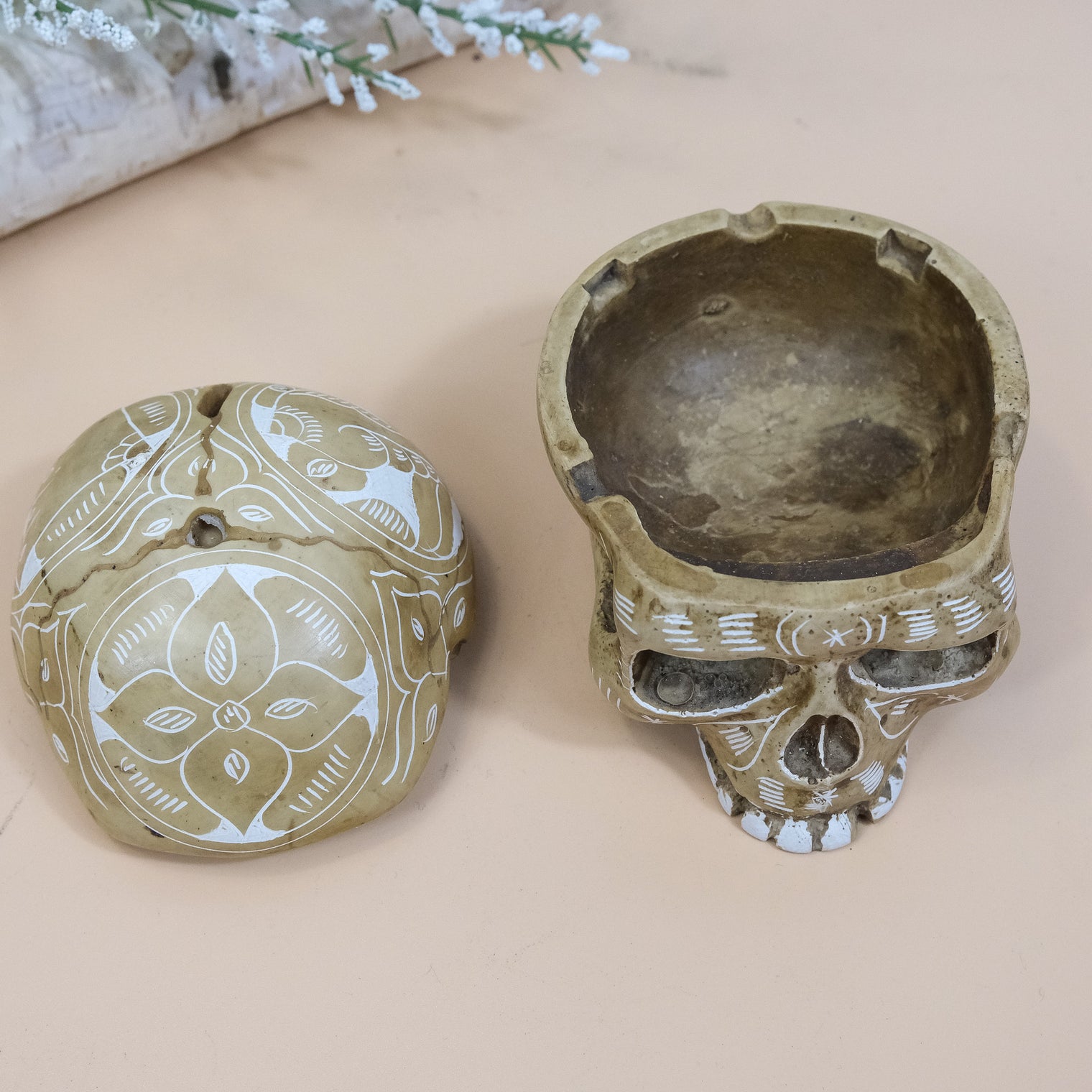 Handmade Resin Skull Storage Box