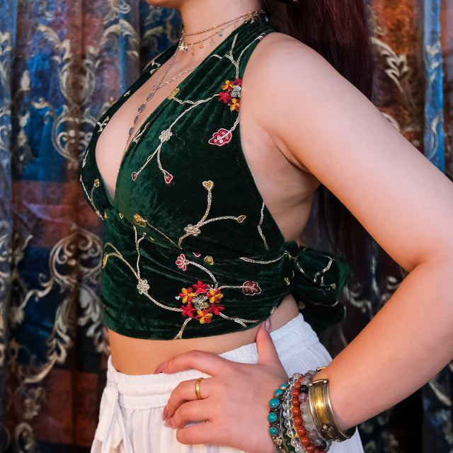 Embroidery Boho Velvet Bralette