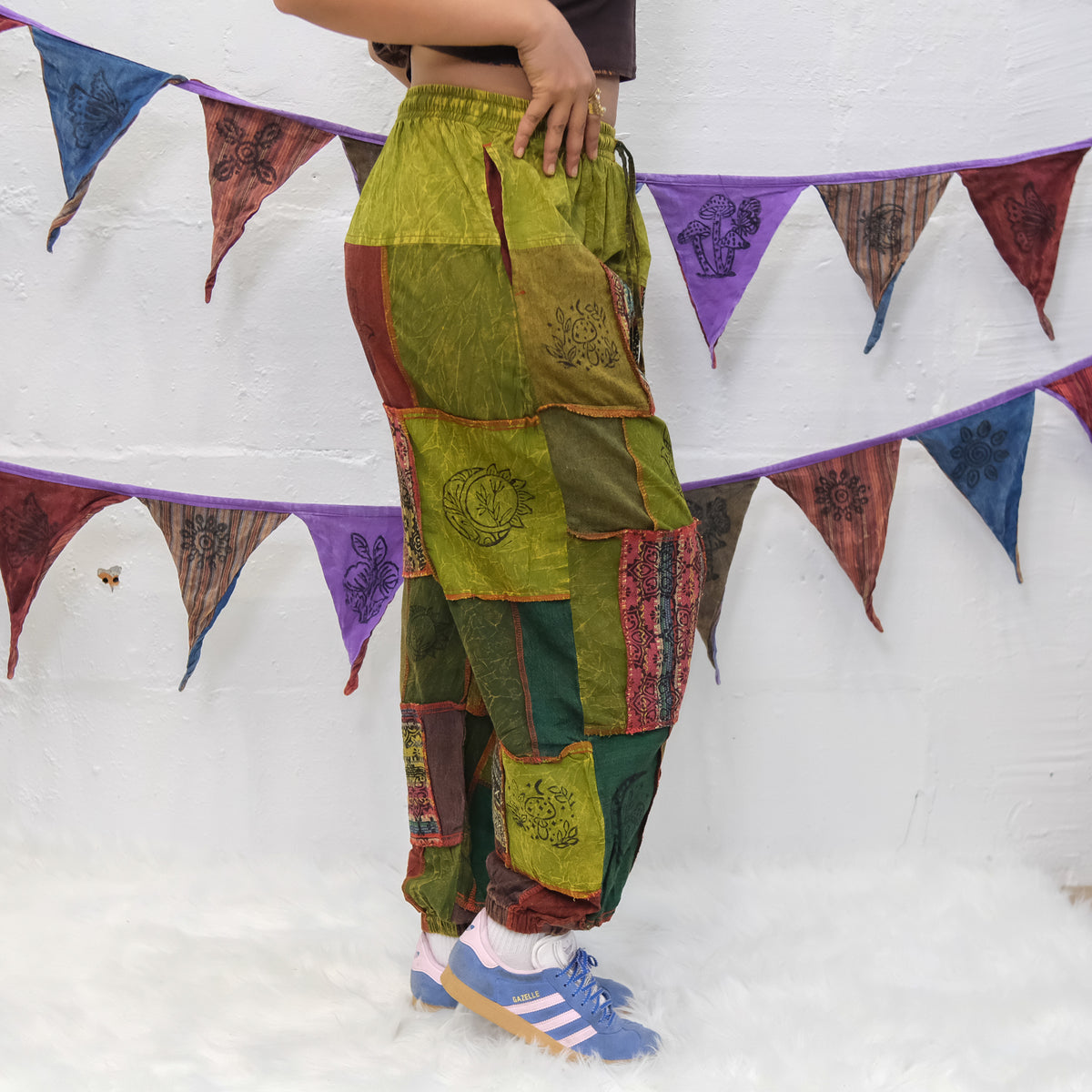 Earth tone Handwoven Patchwork Joggers