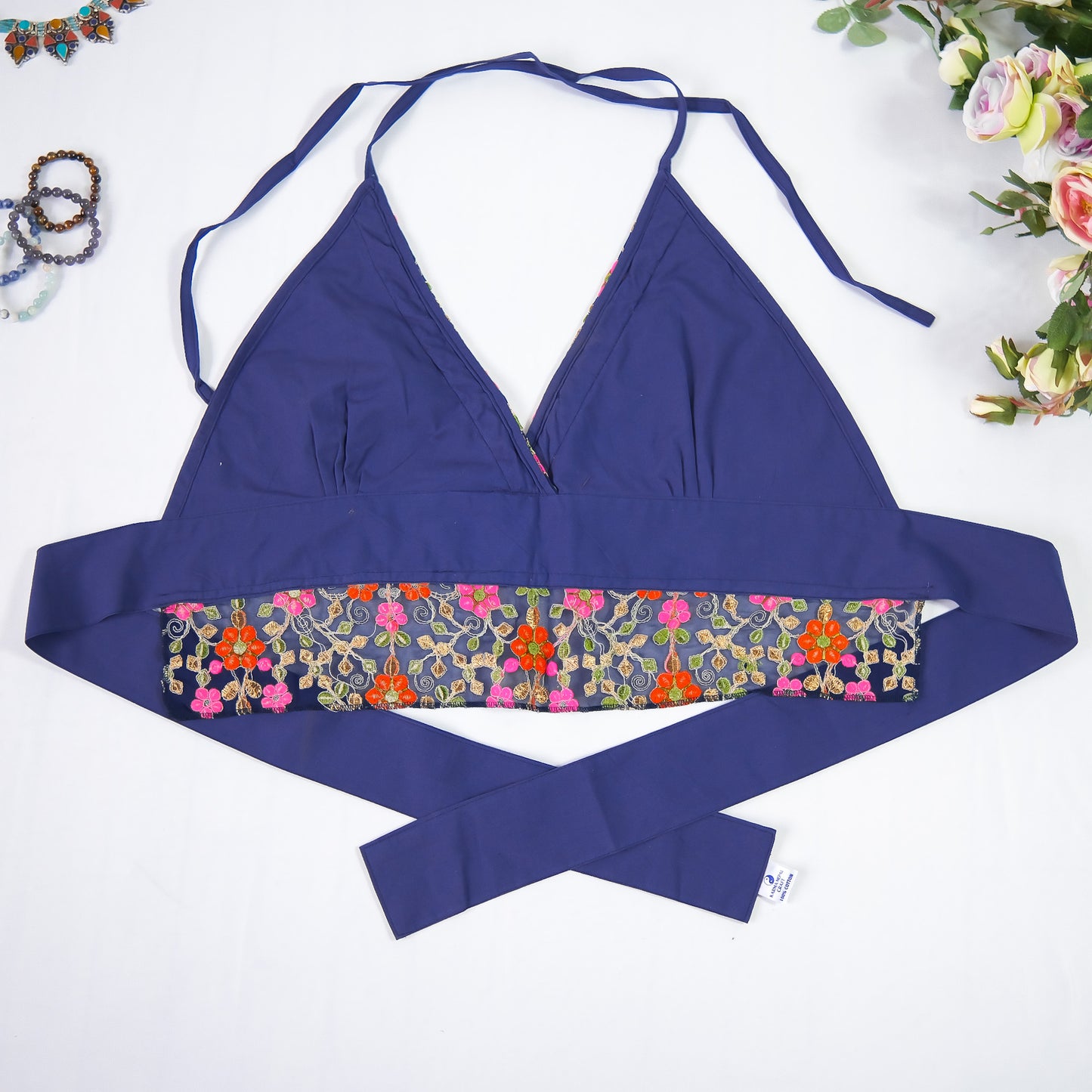 Hand Embroidery Cotton Halter Top