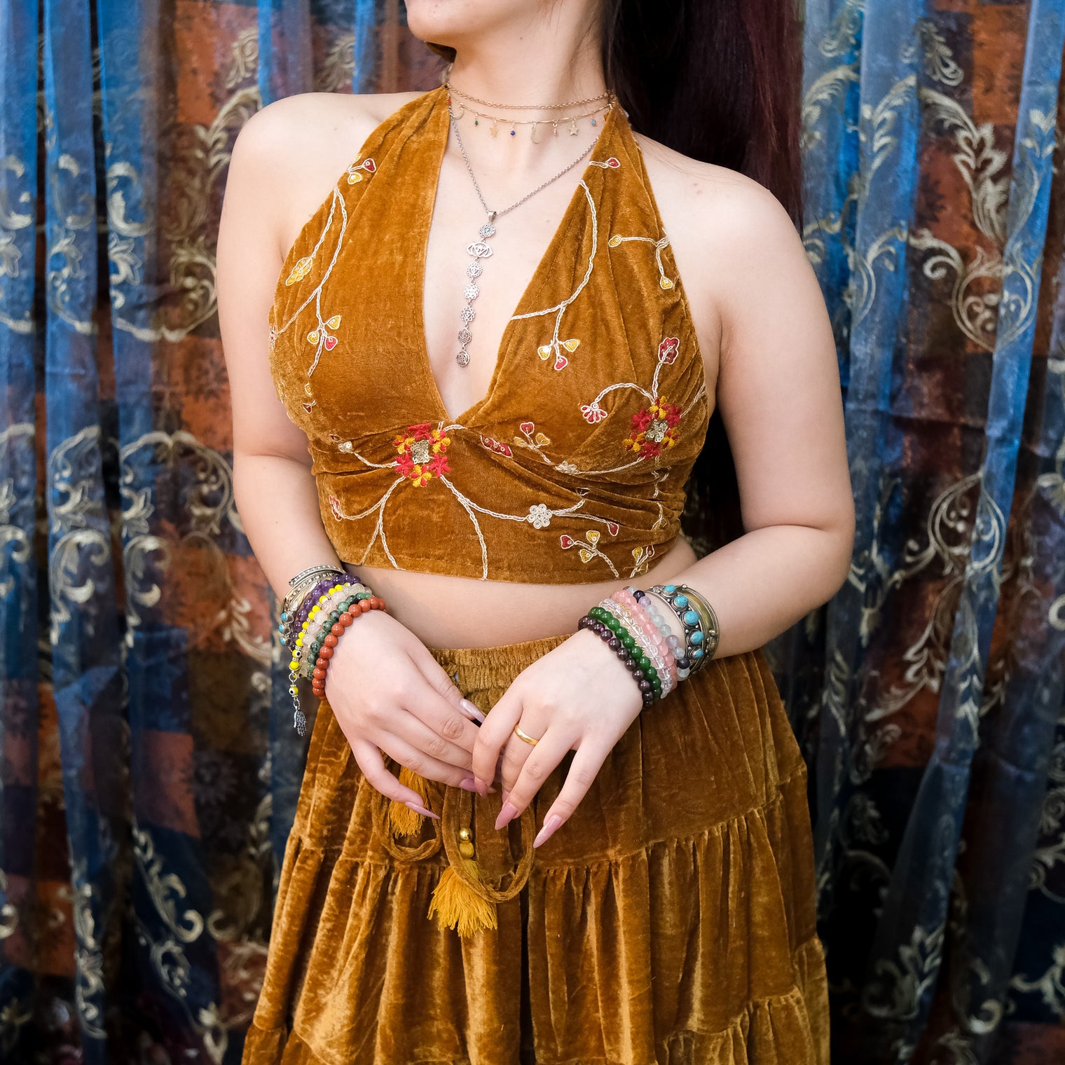 Embroidery Boho Velvet Bralette