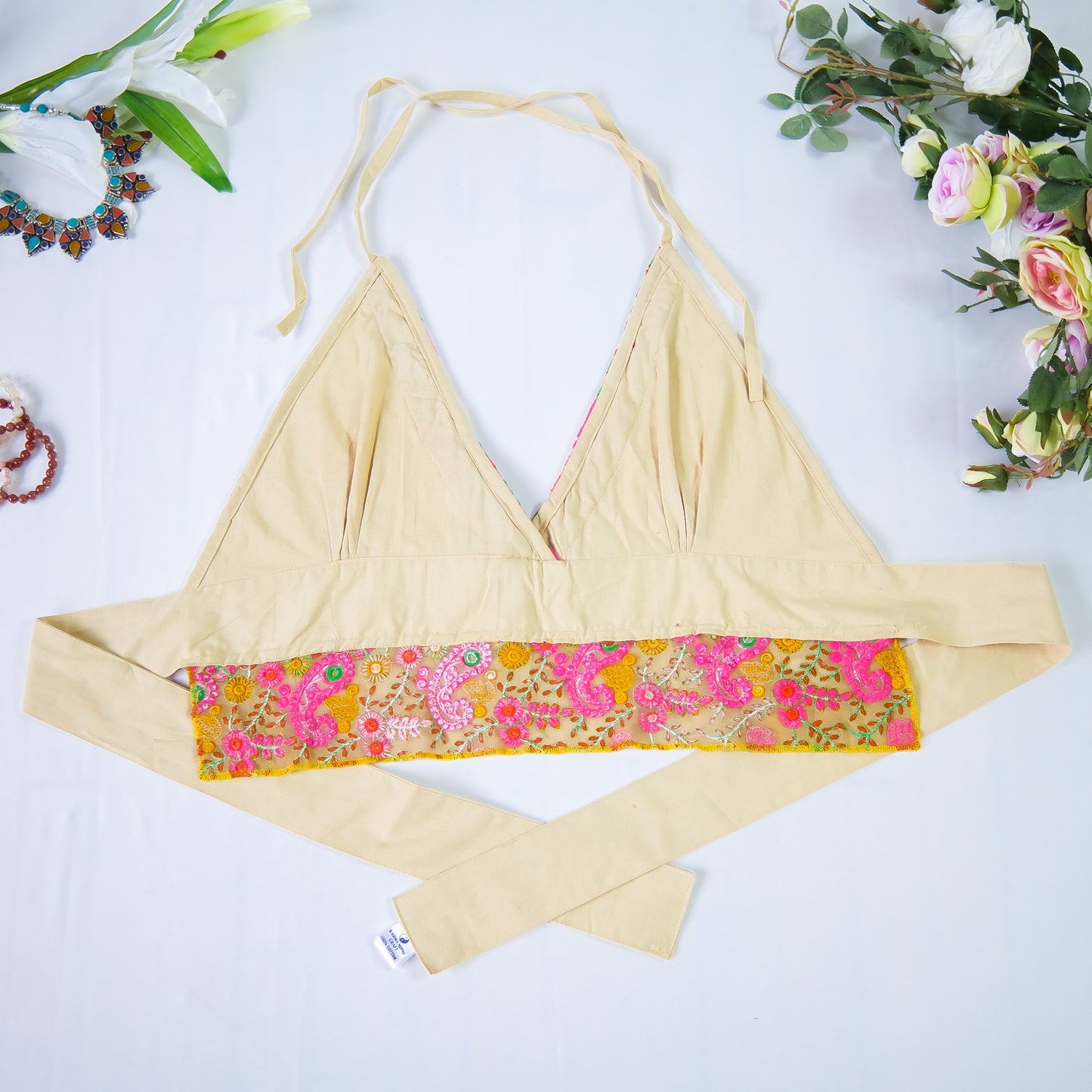 Hand Embroidery Cotton Halter Top