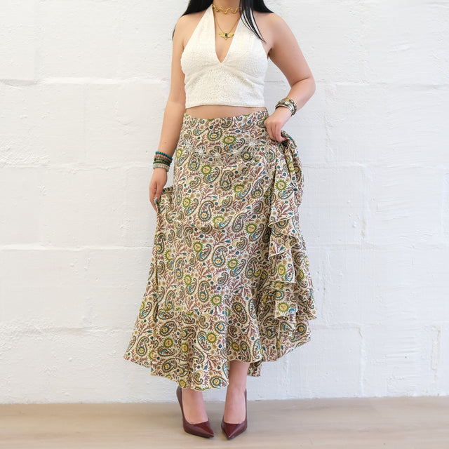 Flowy Sun Celestial Paisley Boho Wrap Skirt