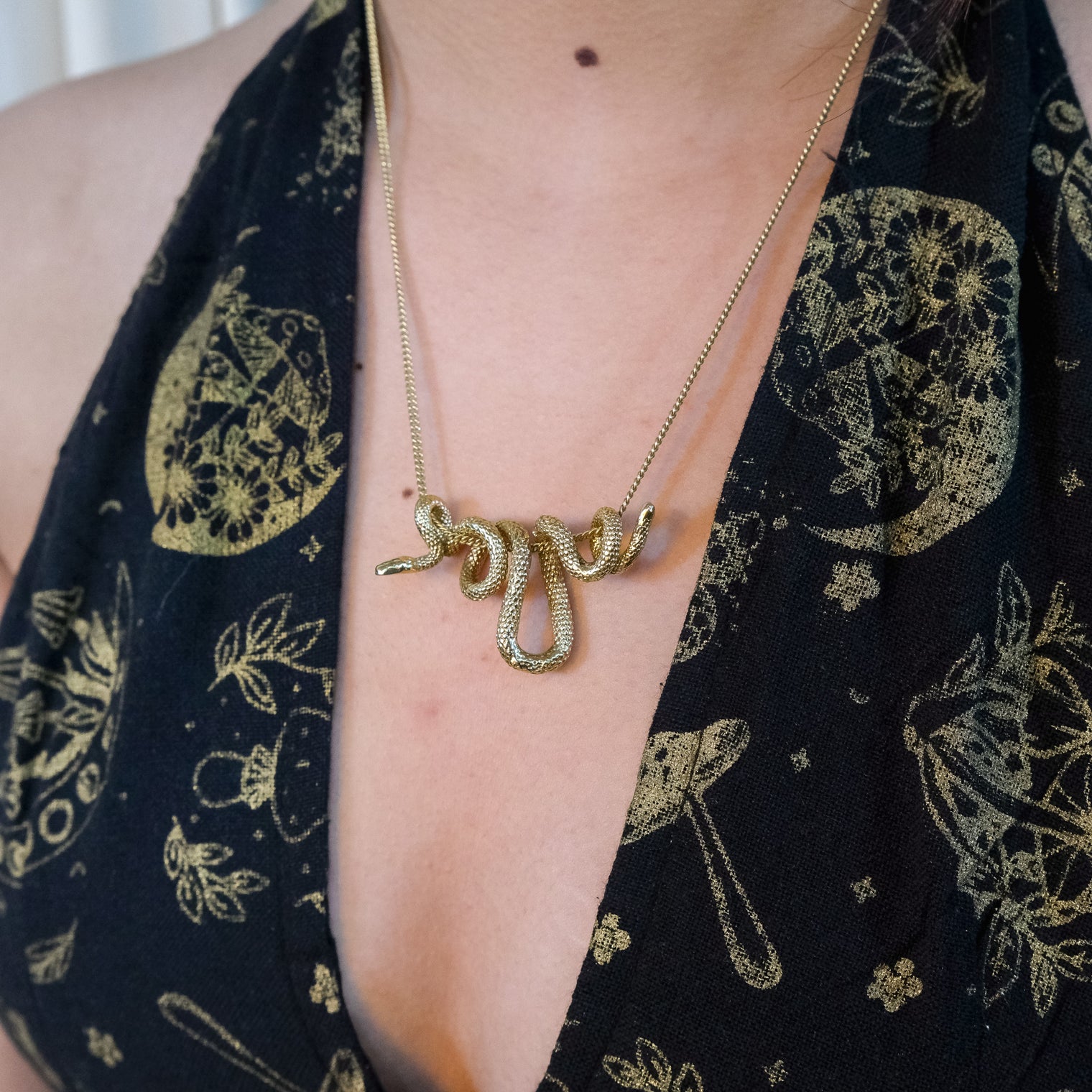 Boho Serpent Gold Filled Necklace