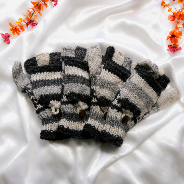 Hand Knit Himalayan Sherpa Fleece Lined Convertible Gloves