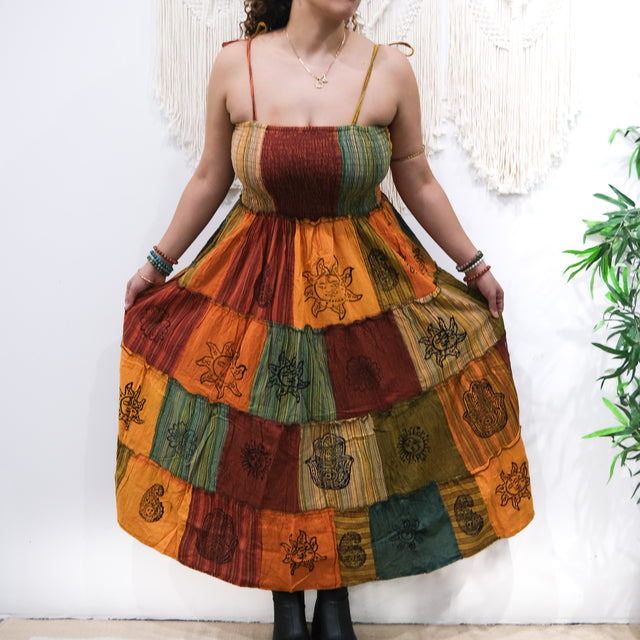 Boho Patchwork Multi Style Dress+ Skirt