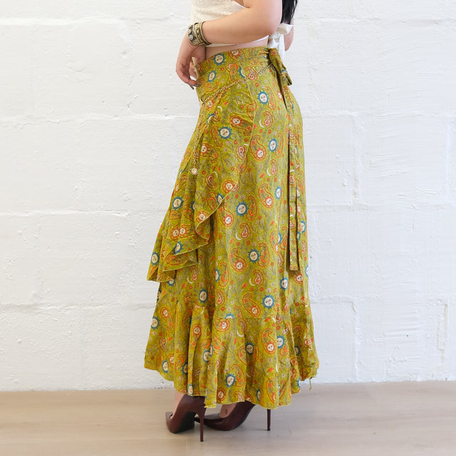 Flowy Sun Celestial Paisley Boho Wrap Skirt