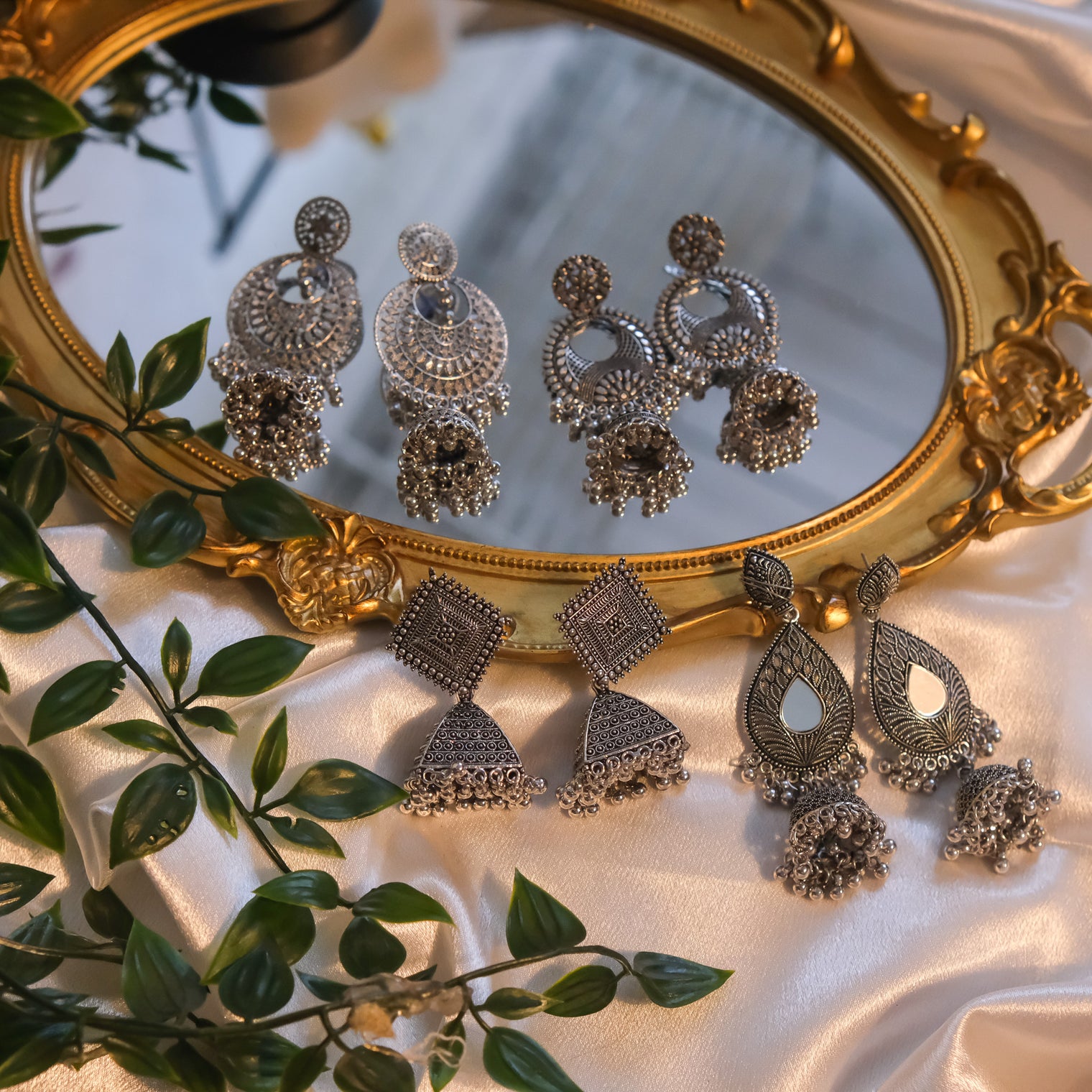 Boho Silver Long Earrings