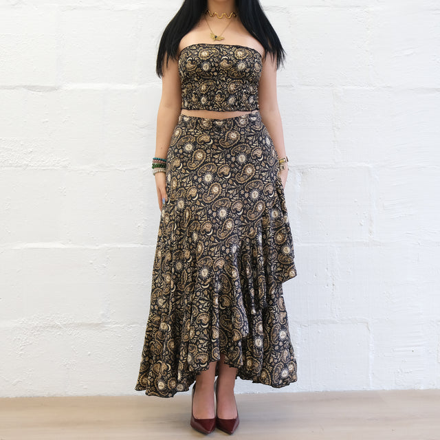 Flowy Sun Celestial Paisley Boho Wrap Skirt