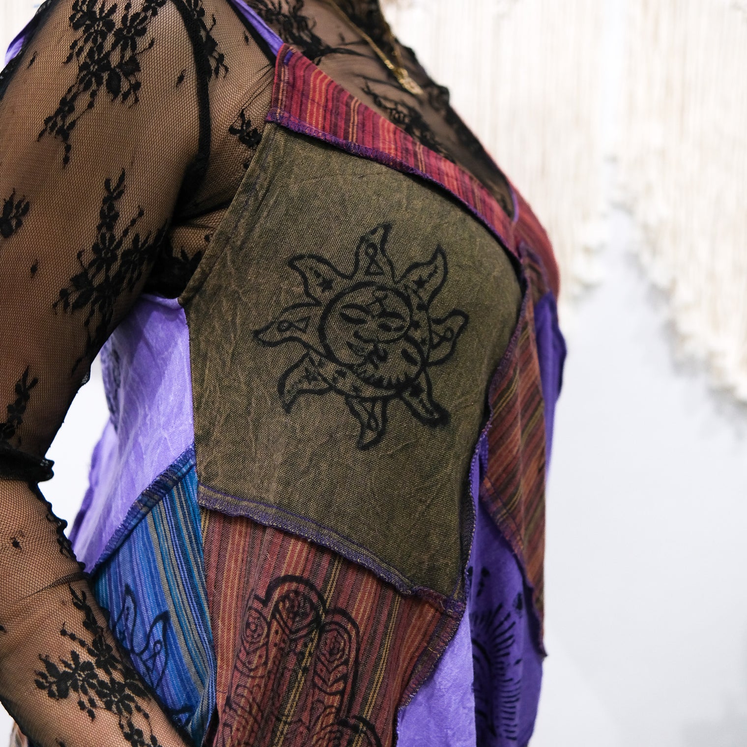 Patchwork Flowy Cotton Jumpsuit with Pockets