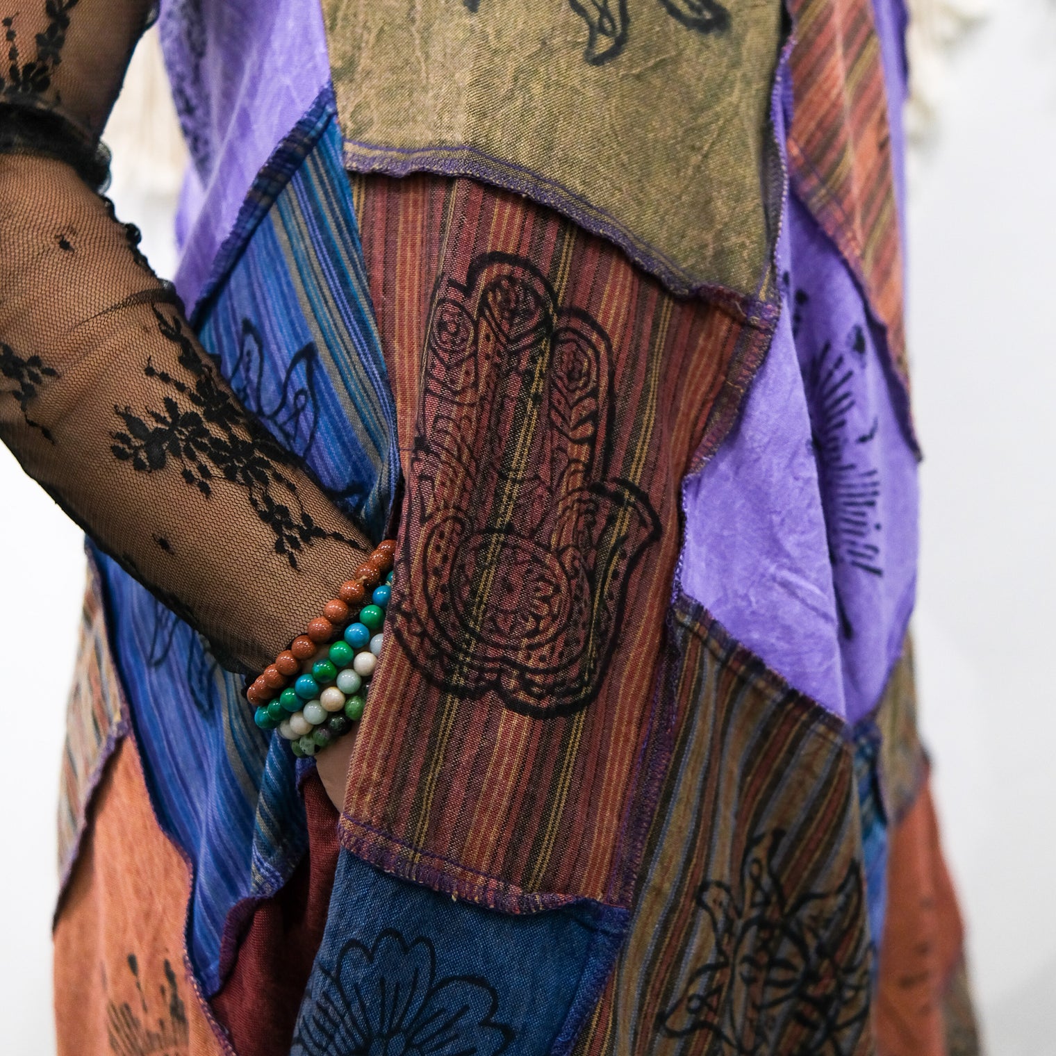 Patchwork Flowy Cotton Jumpsuit with Pockets