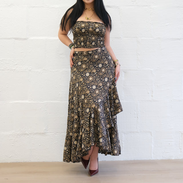Flowy Sun Celestial Paisley Boho Wrap Skirt