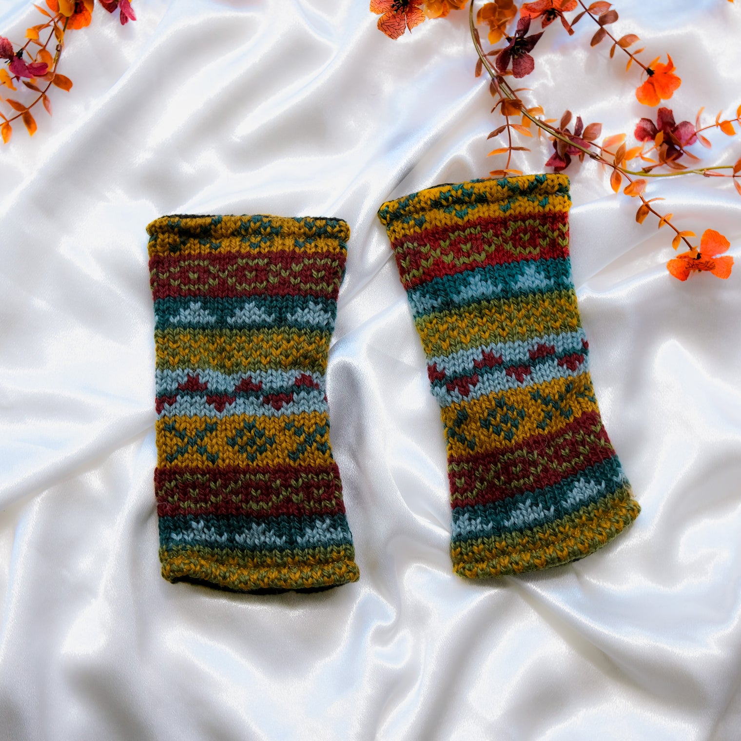 Stripey Multicolor Handwarmer with Fleece Lining